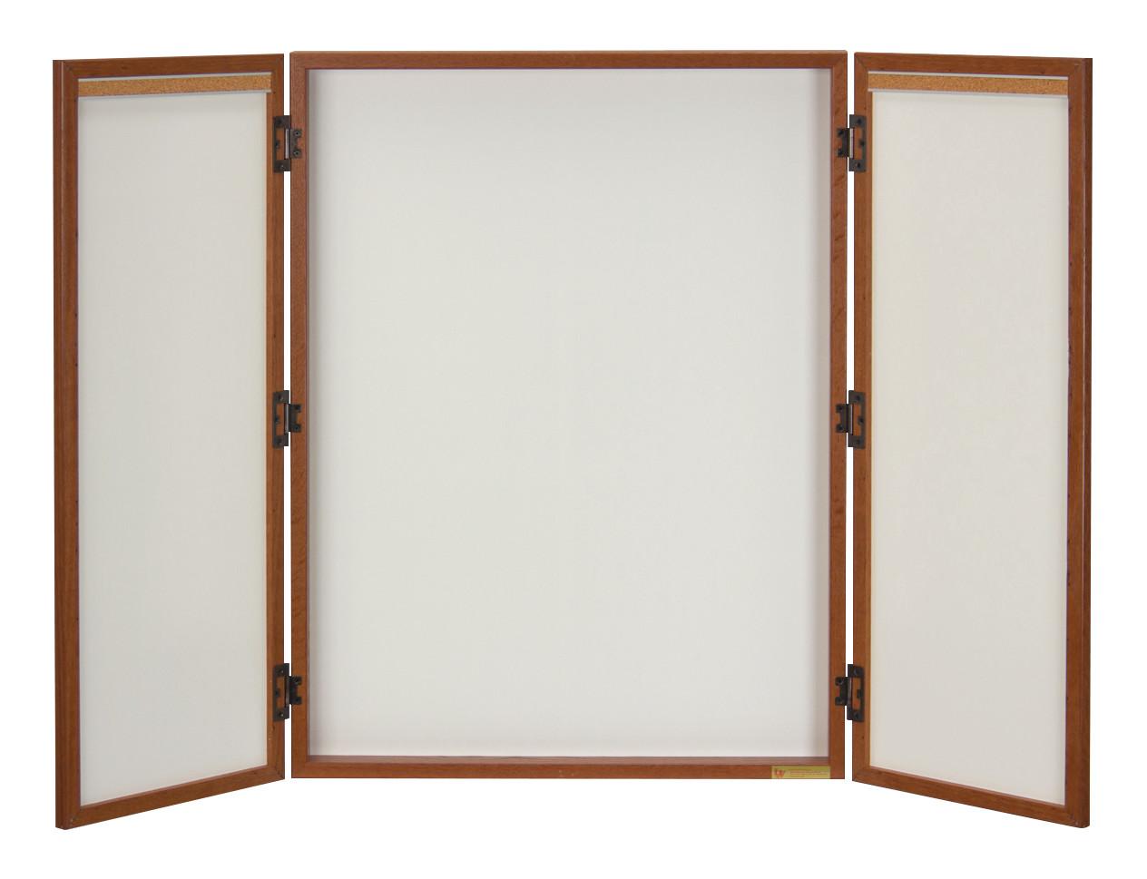Enclosed Conference Room Board, Dry Erase and Cork Board - Frame Finish: Walnut