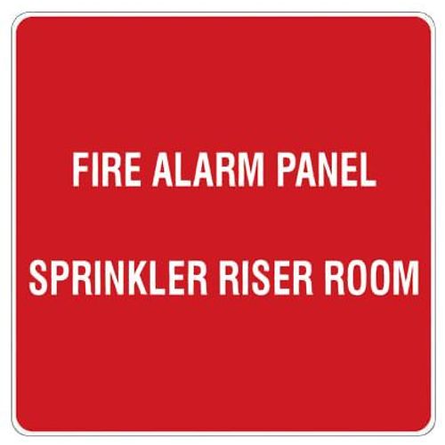 Sign Fire Alarm Panel Sprinkler Riser Room White Text On