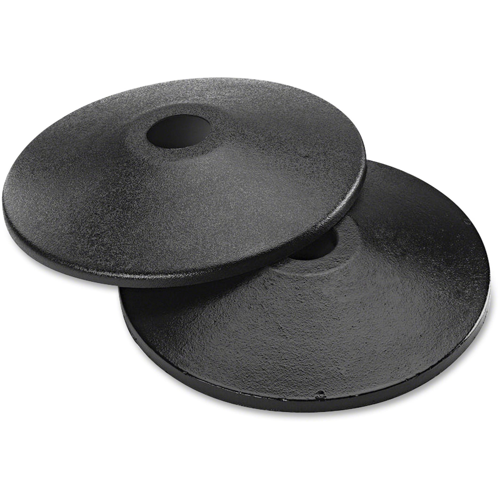 Tatco Adjusta-Tape Stanchion Flat Base, 14"Diameter, 2/BX, Black