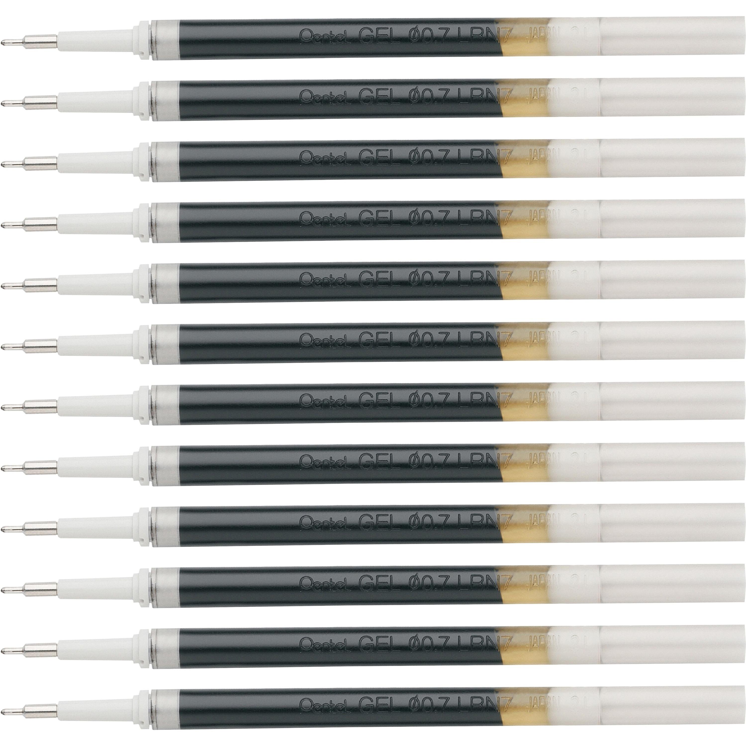 Gel Pen Refills, f/EnerGel, 0.7mm, Needle Tip, 12/BX, BK Ink