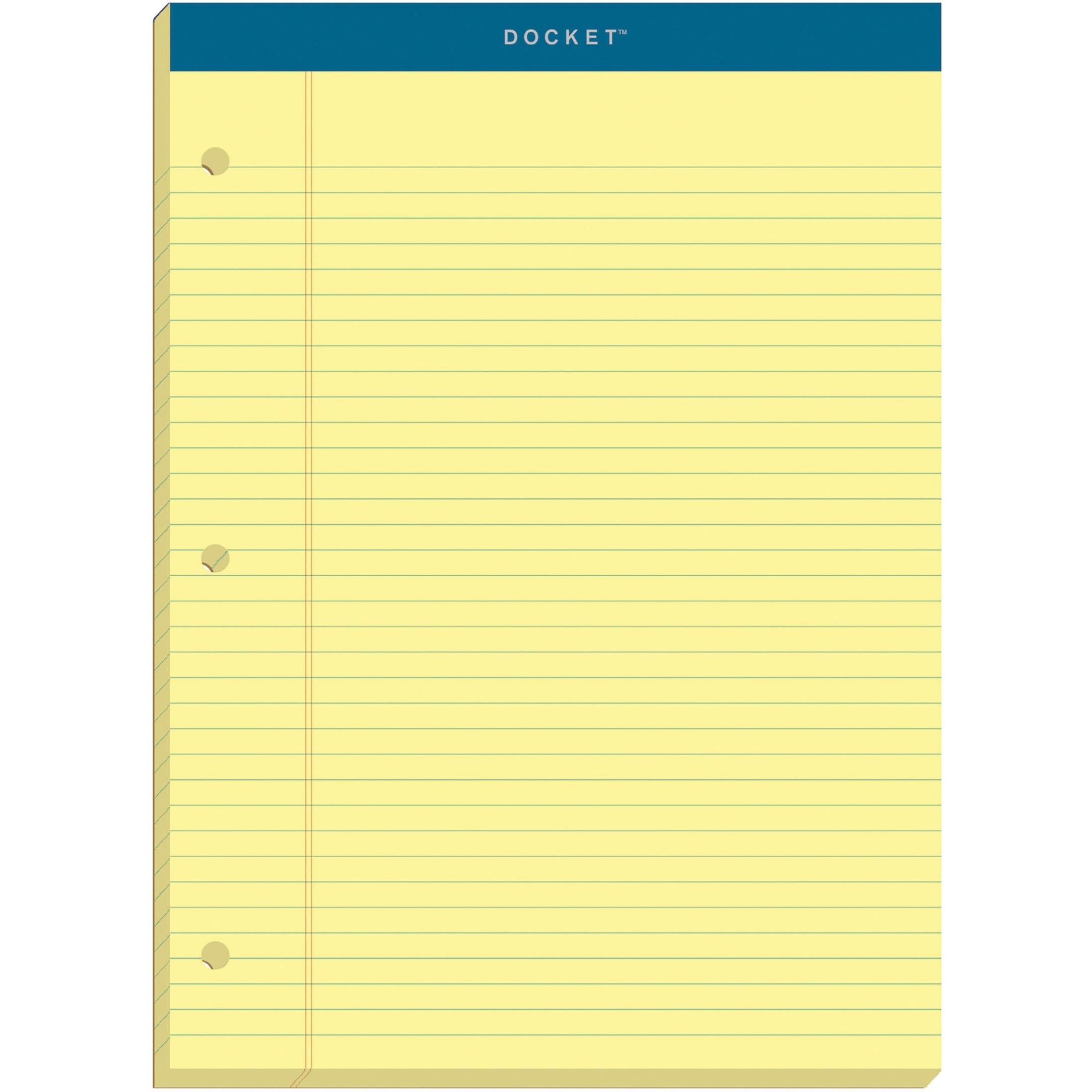 Legal Pad,80pt,Perforated,8-1/2"x11-3/4",College Rld,Canary