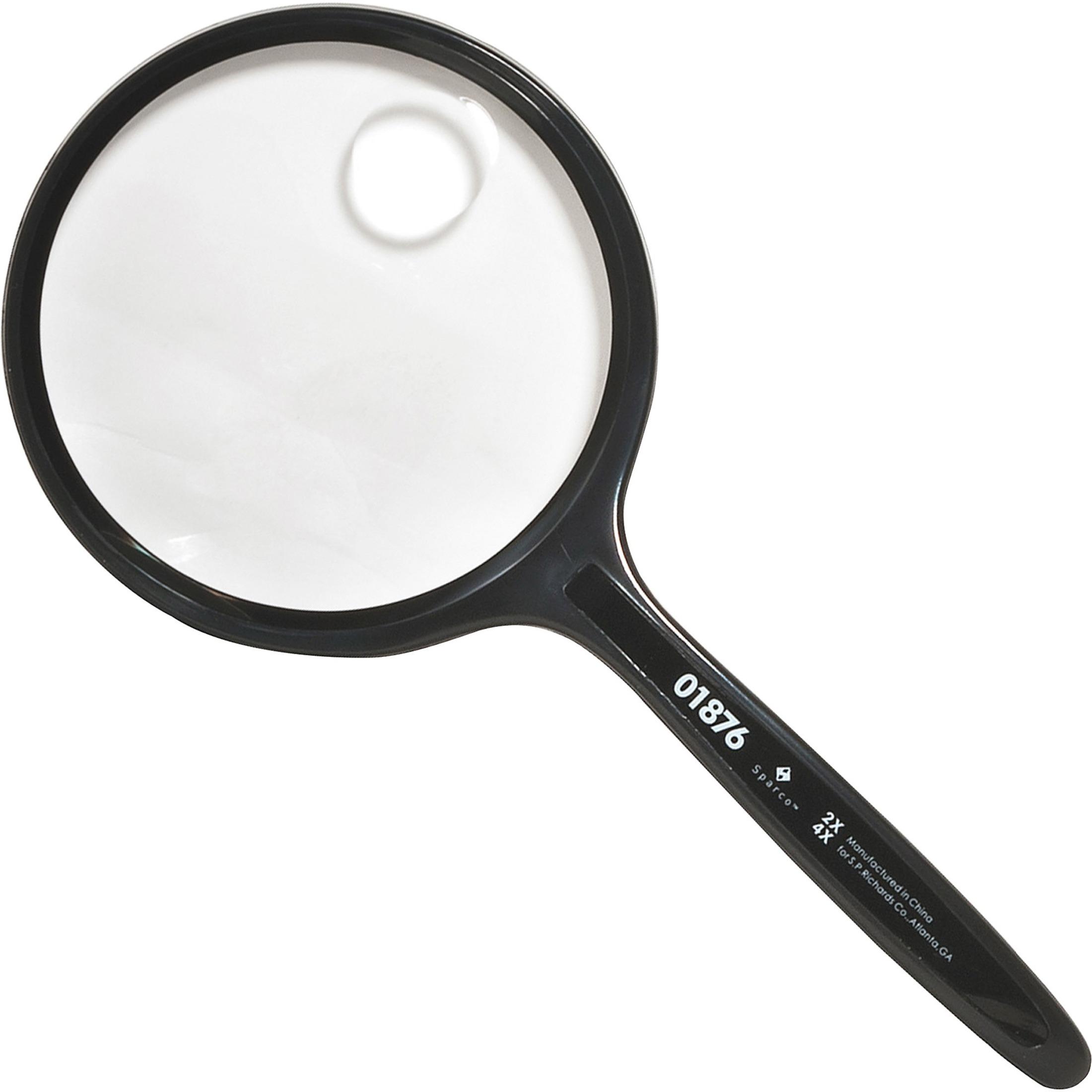 Round Hand-Held Magnifier,2X Main/4X Bifocal, 3-1/2", BK