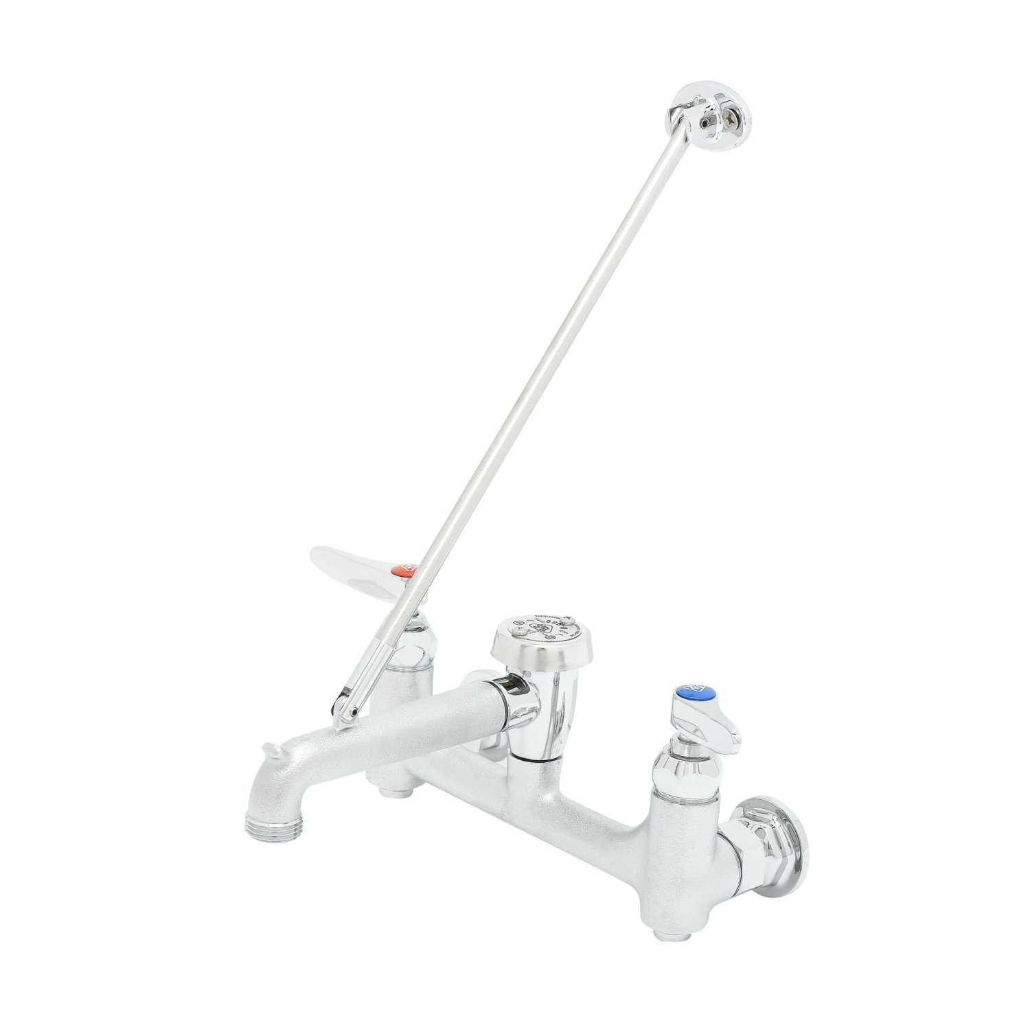 Service Sink Faucet, Wall Mount, 8" Centers, Built-In Stops, Vacuum Breaker, Rough