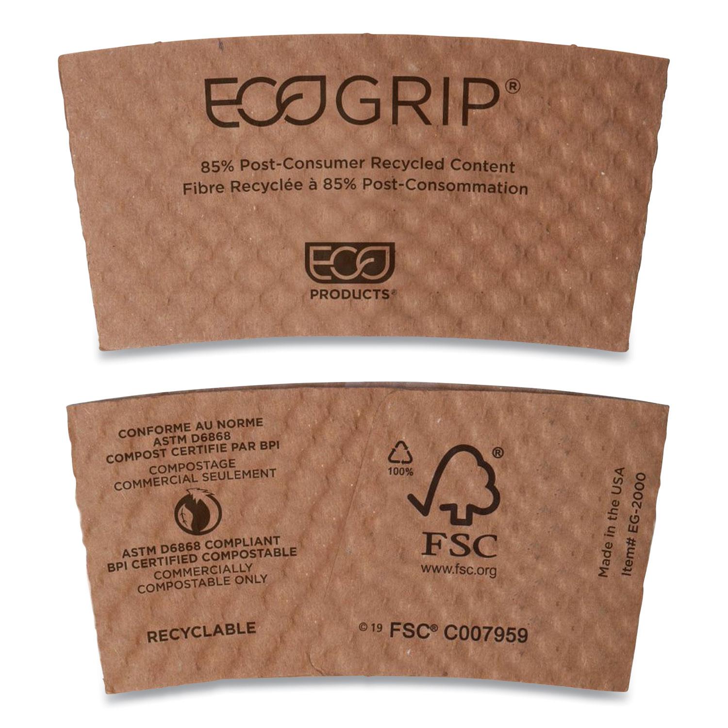 Eco-Products® EcoGrip Hot Cup Sleeves - Renewable & Compostable, 1300/CT