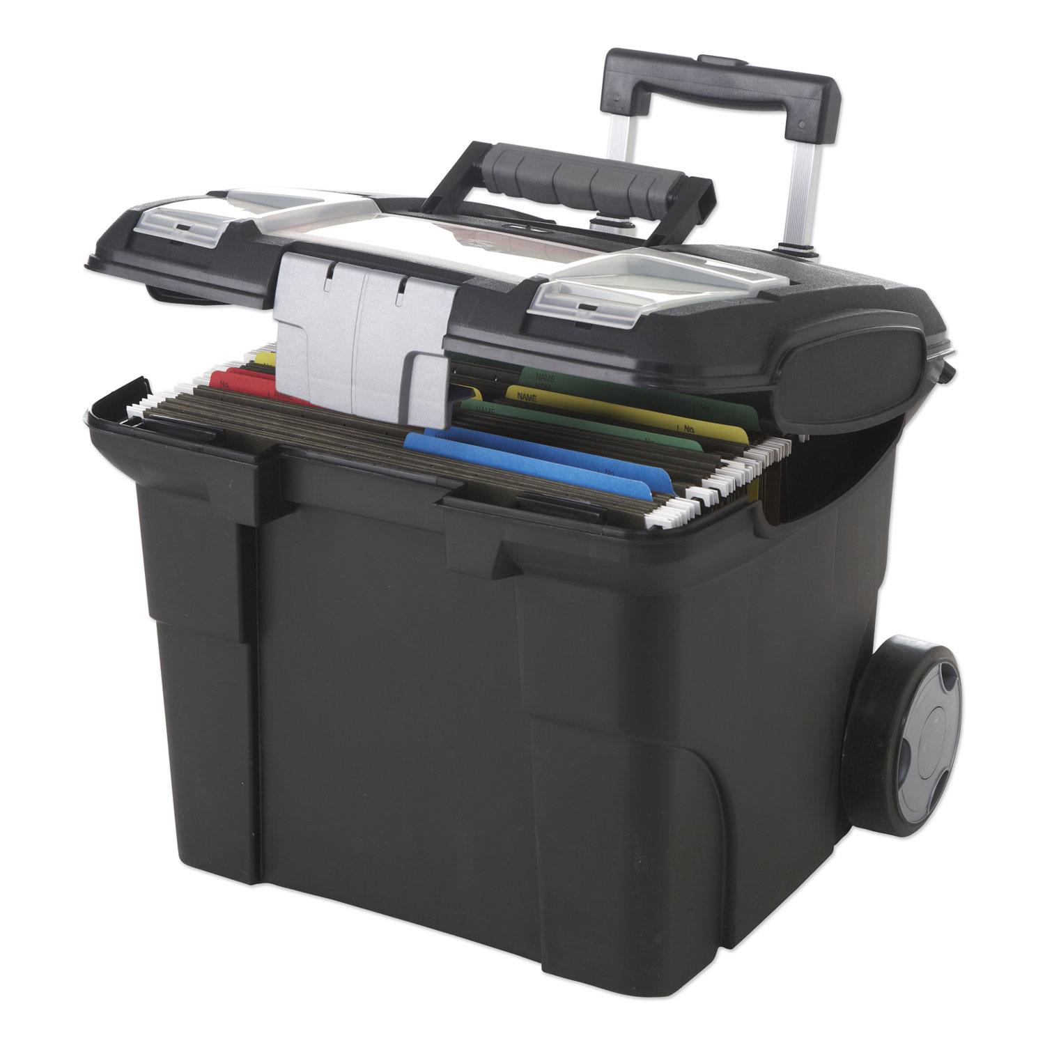 Storex Premium File Cart, 15w x 16 3/8d x 14 1/4 to 30h, Black