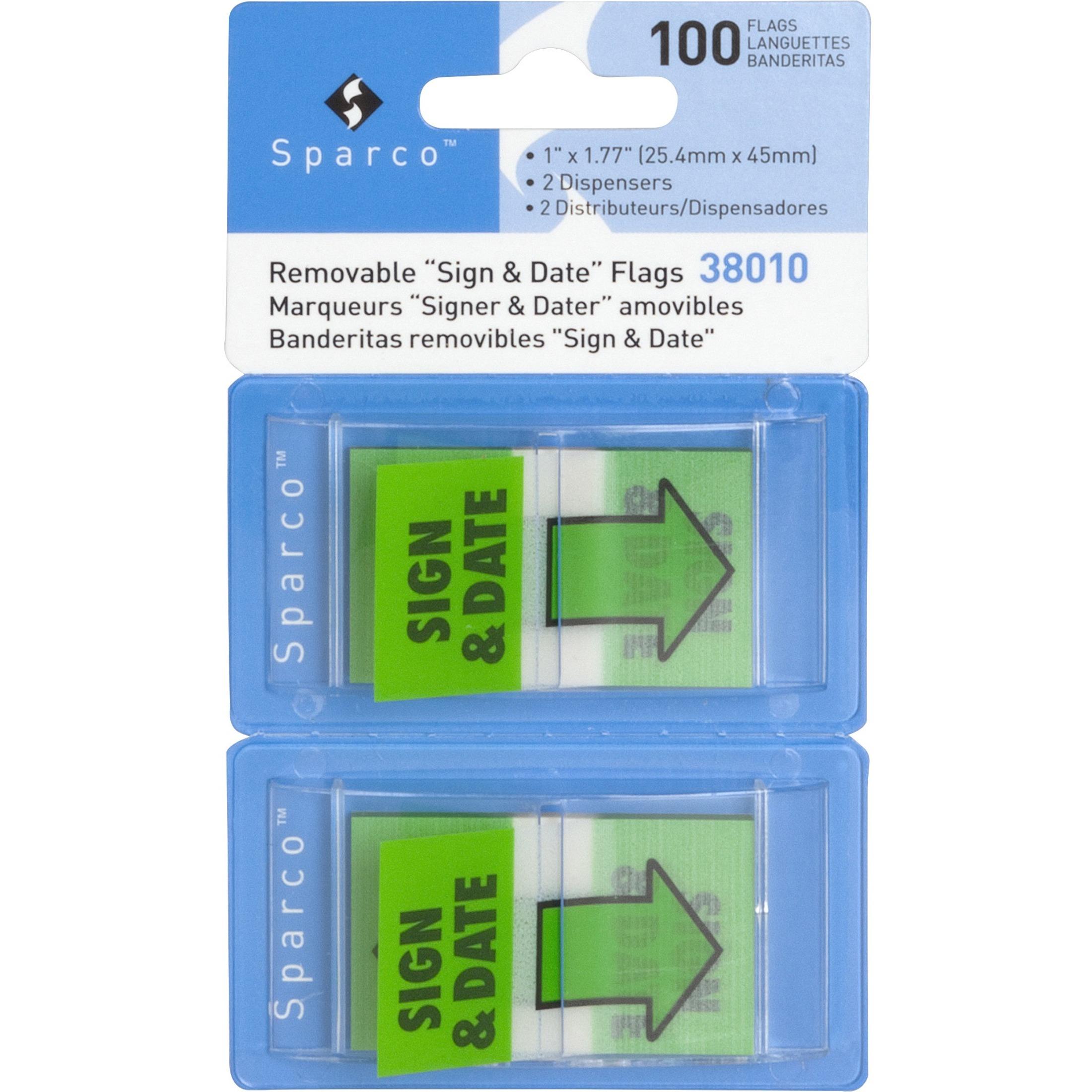 "Sign and Date"Pop-Up Flags, 1"x1-3/4", 100/PK, Green