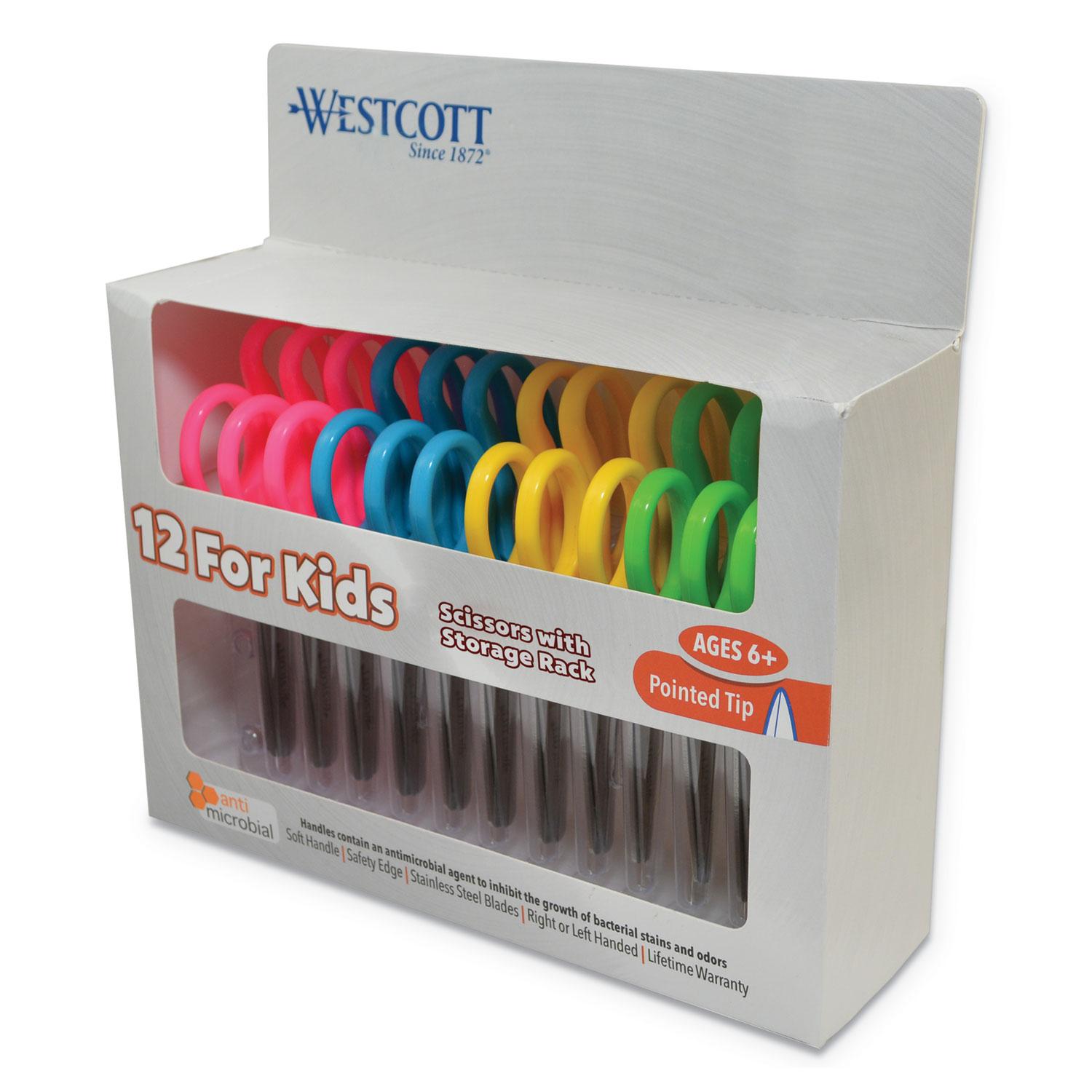 Westcott® Kids Scissors with Antimicrobial Protection, 5" Pointed, 12/Pack
