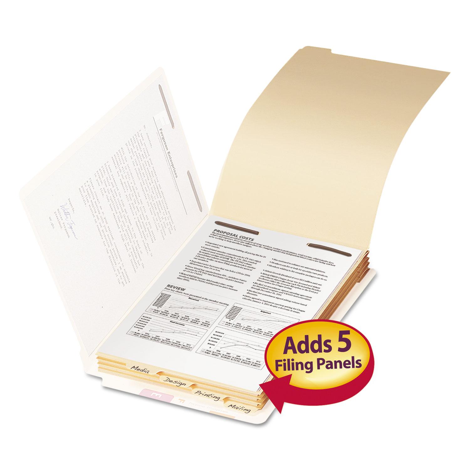 Smead File Folder Dividers with Fastener, Bottom 1/5-Cut Tab, Legal Size, 50/Pack
