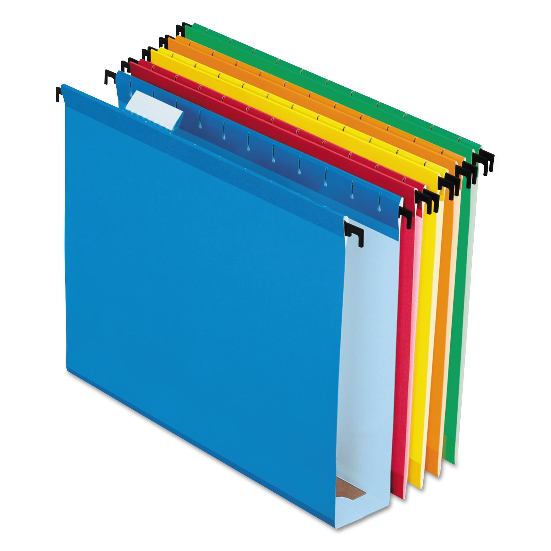 Pendaflex® Poly Laminate Hanging Folders, 1/5 Tab, 2" Expansion, Letter, Assorted, 20/Box