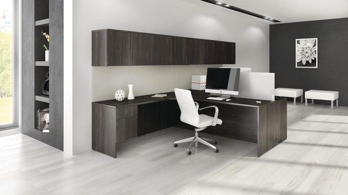 Concept 400E Double L-Shaped Desk Package - Finish: Anthracite Grey ...