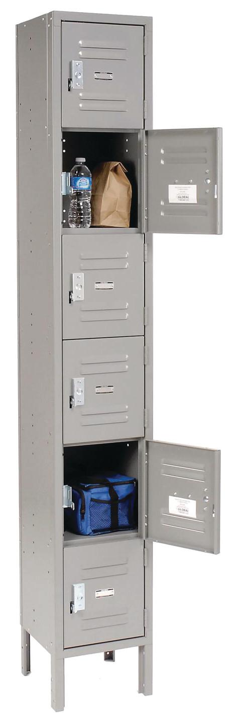 6-Tier Locker, 6 Openings, 1 Wide, Knocked Down, 12