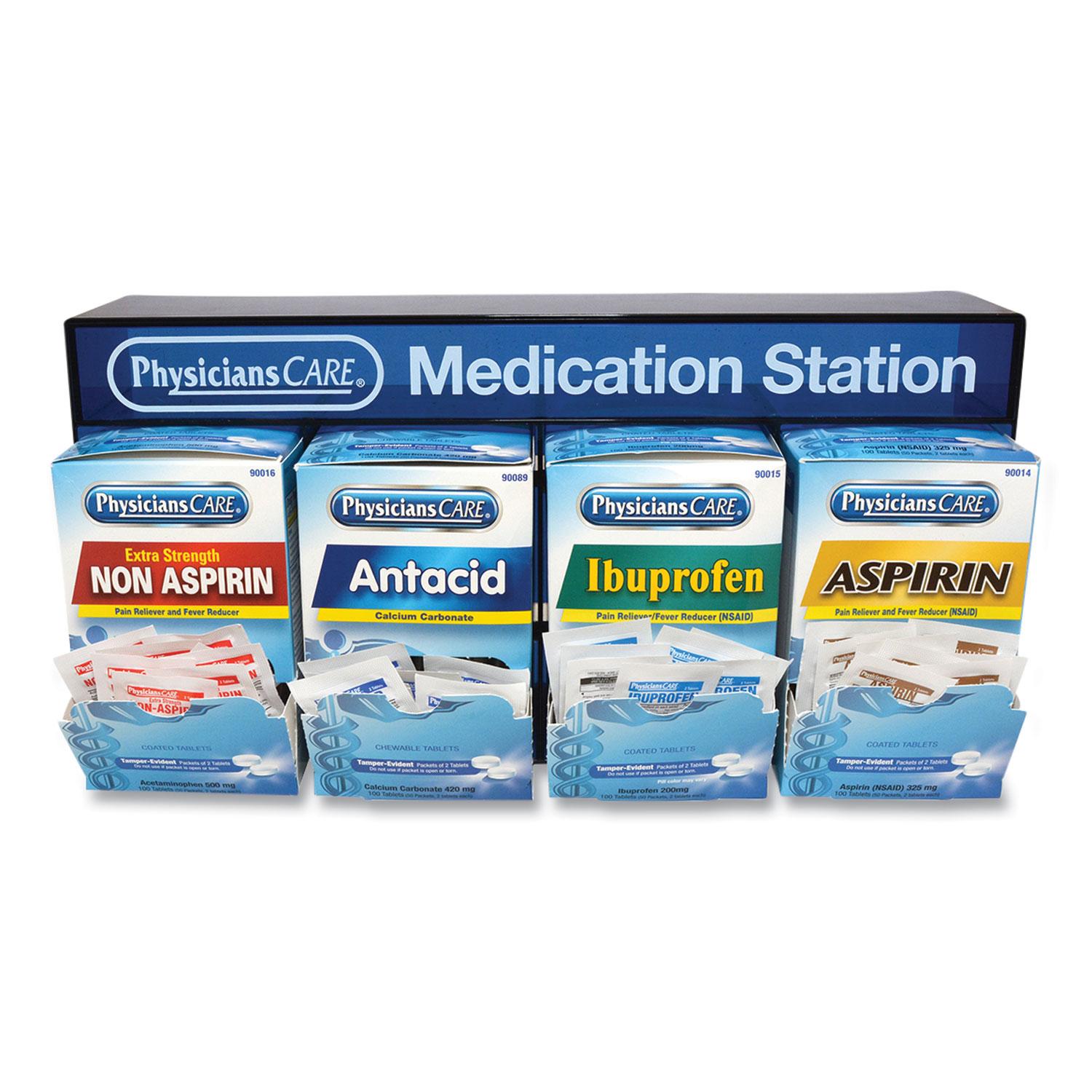 PhysiciansCare® Medication Station: Aspirin, Ibuprofen, Non Aspirin Pain Reliever, Antacid