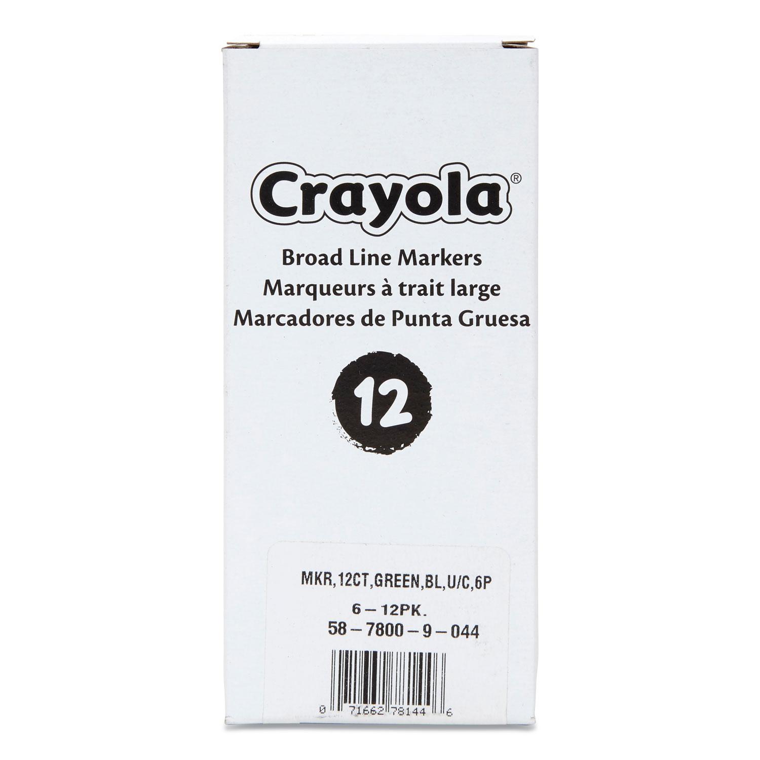 Crayola® Broad Line Washable Markers, Broad Bullet Tip, Green, 12/Box