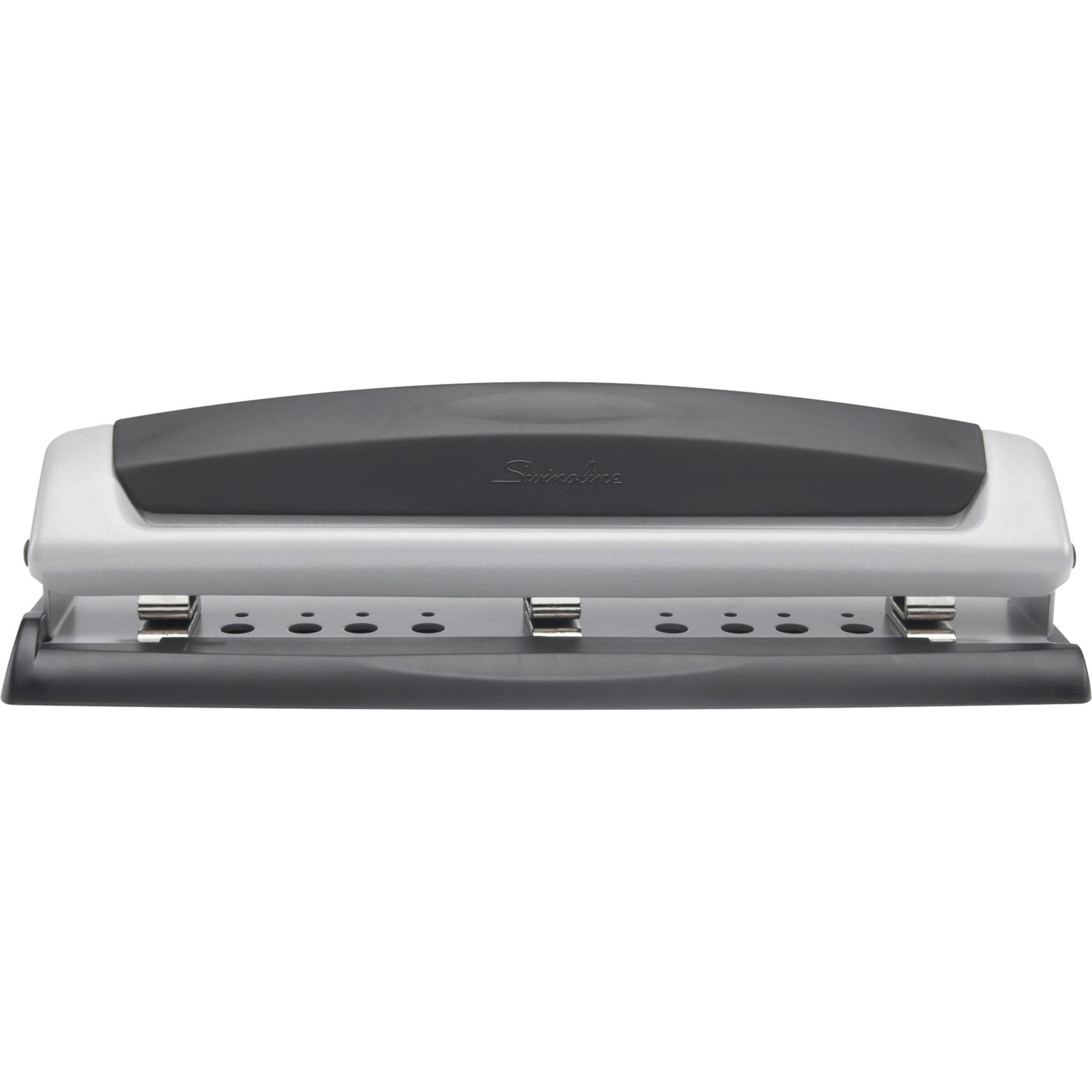 Desktop Punch, Semi-Adj., 9/32", 2-3 Hole,10 Sht Cap., BK/SR