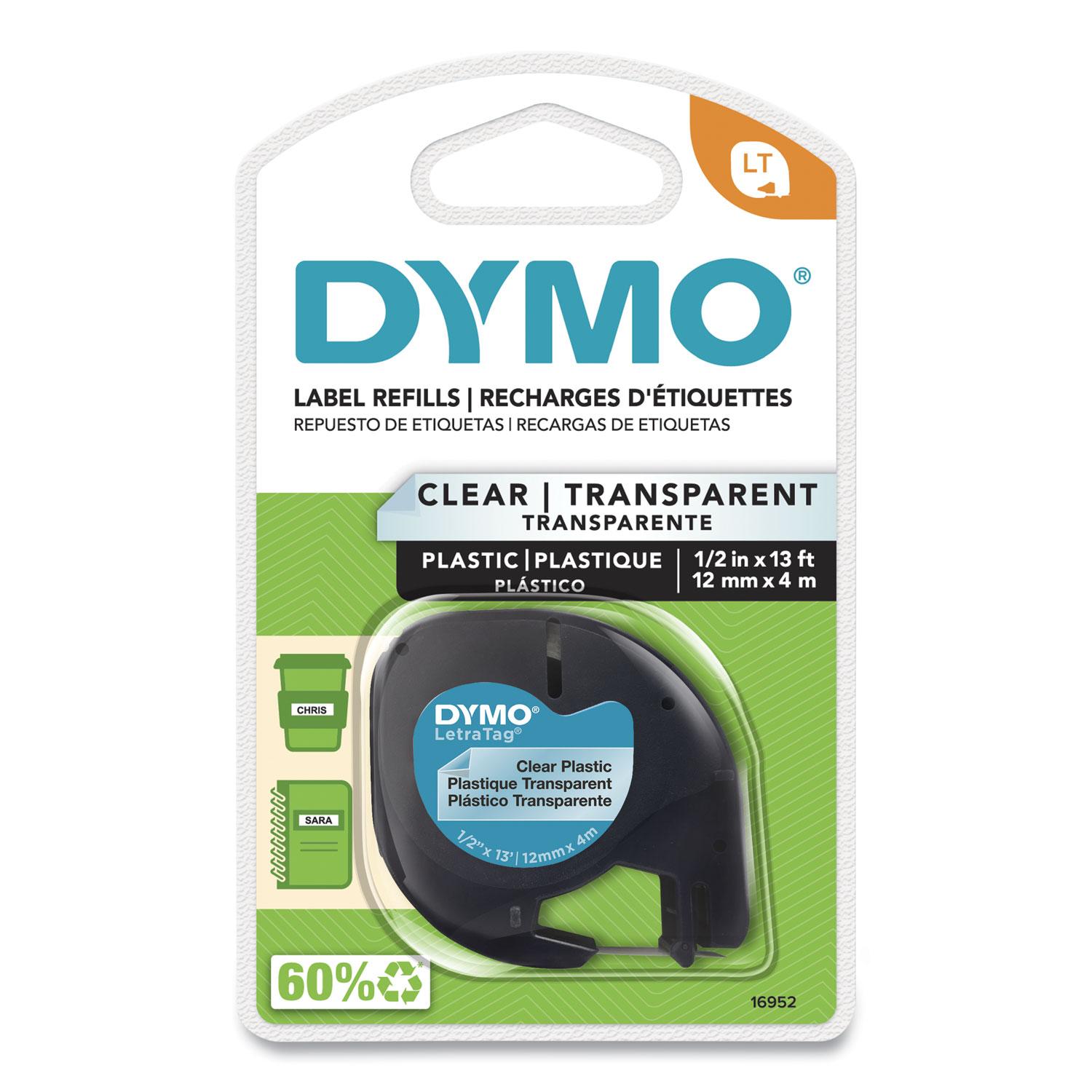 DYMO® LetraTag Plastic Label Tape Cassette, 1/2" x 13ft, Clear