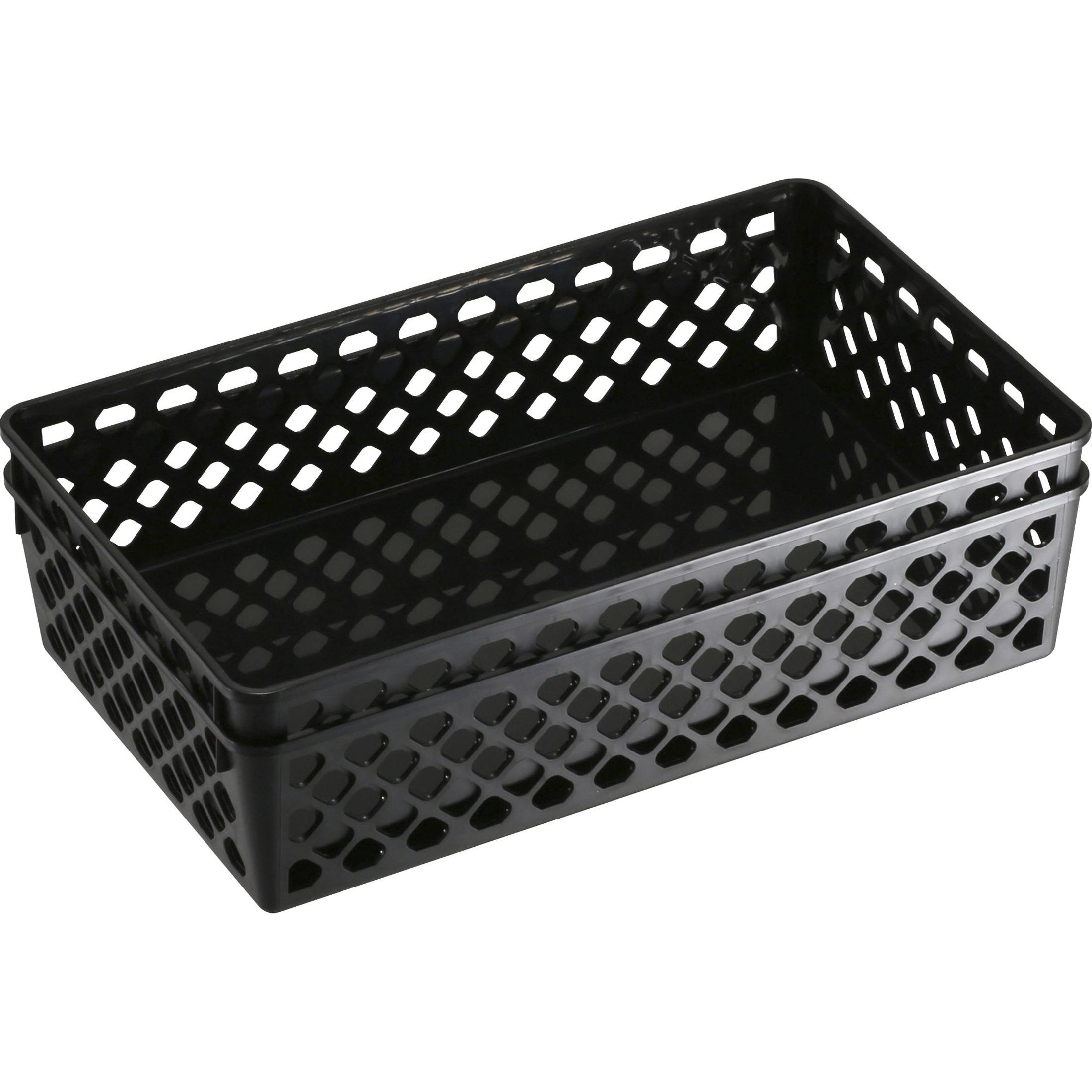 Supply Basket, Stackable, Large, 2/PK, Black