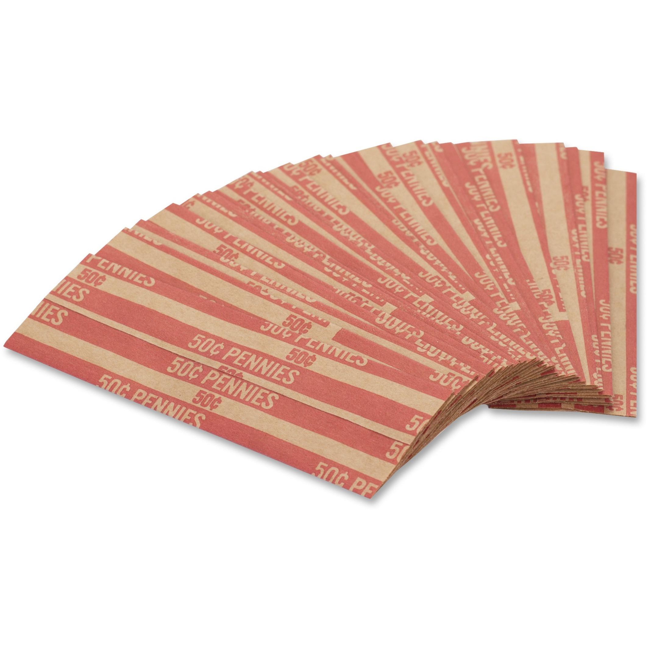 Flat Coin Wrappers, Pennies, 1000/BX, Red
