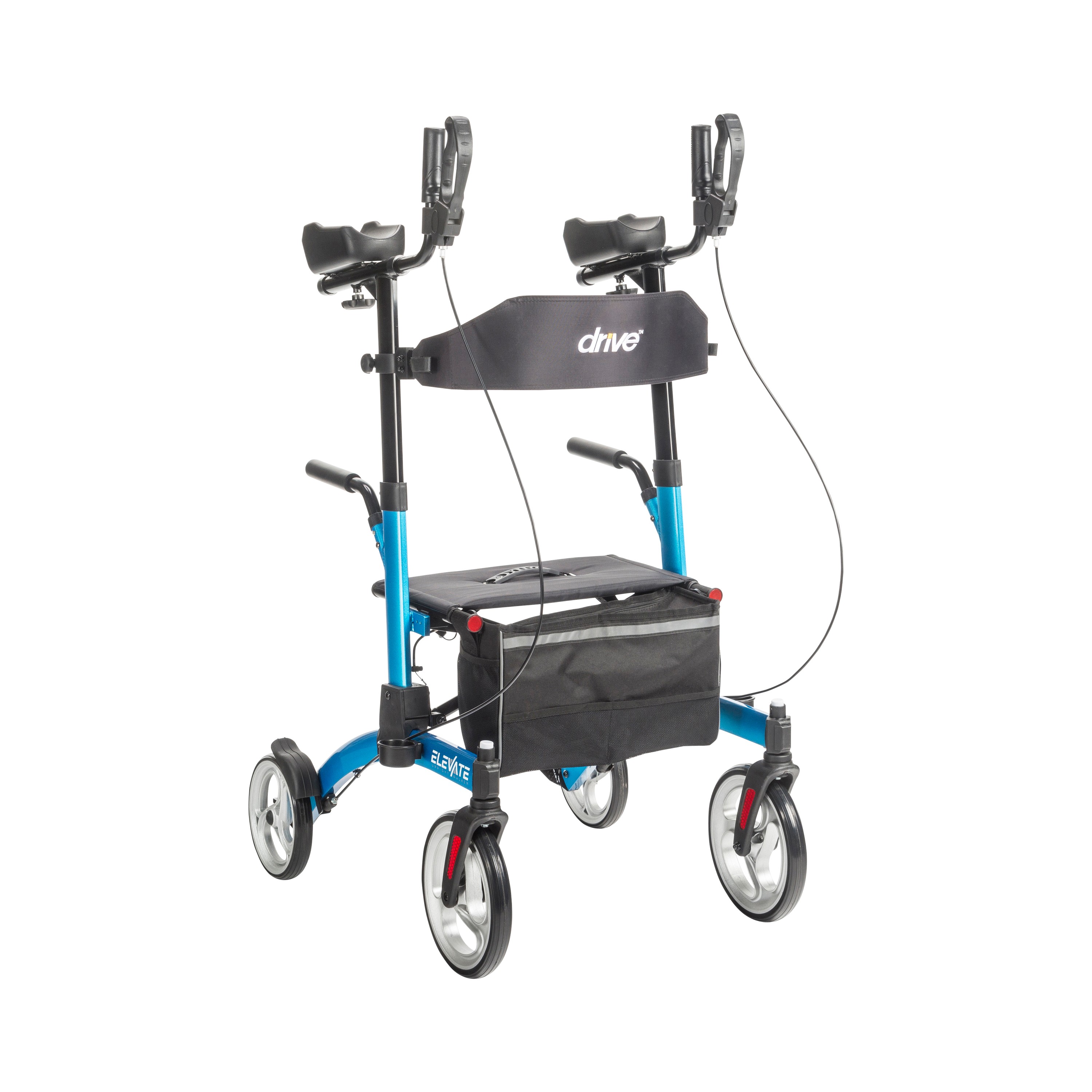 Drive Medical Elevate Upright Rolling Walker Rollator - Lightweight & Folding, Blue