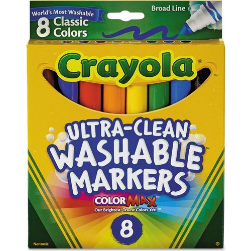 Crayola Washable Markers, Conical Tip, Assorted Classic Colors - 8 count