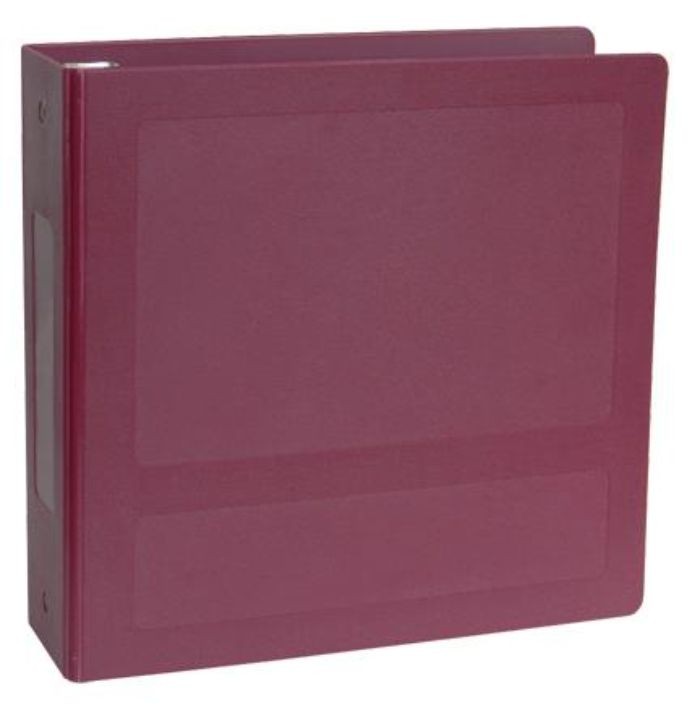 Molded Side Open Antimicrobial Ring Binder, 3i W - Color Burgundy Chart Type 3 Ring