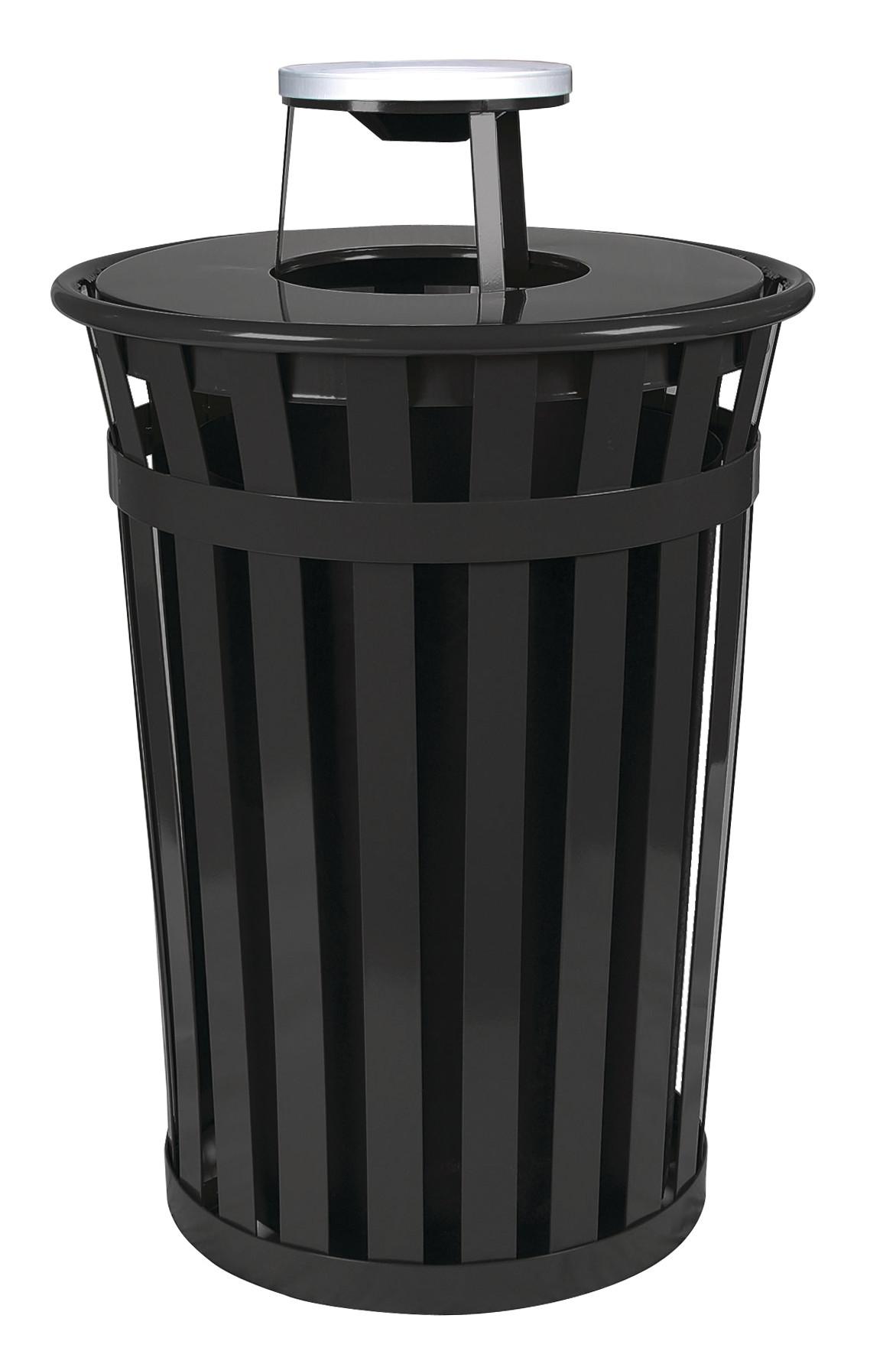 Witt Oakley Waste Receptacle, 36 Gallon, with Plastic Liner - Ash Urn Top - Receptacle Color: Black