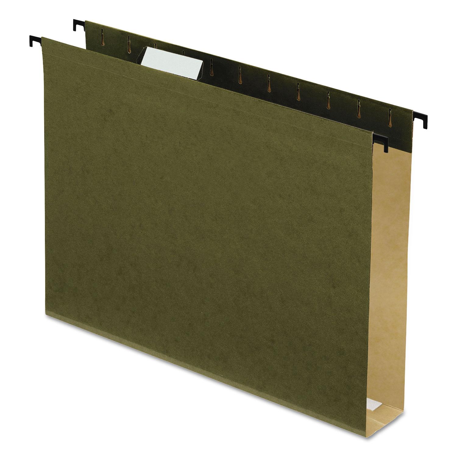 Pendaflex® Poly Laminate Hanging Folders, 1/5 Tab, 2" Expansion, Letter, Green, 20/Box