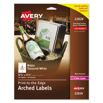 Avery® Textured Arched Print-to-the-Edge Labels, 4 3/4 x 3 1/2, White, 40/Pack