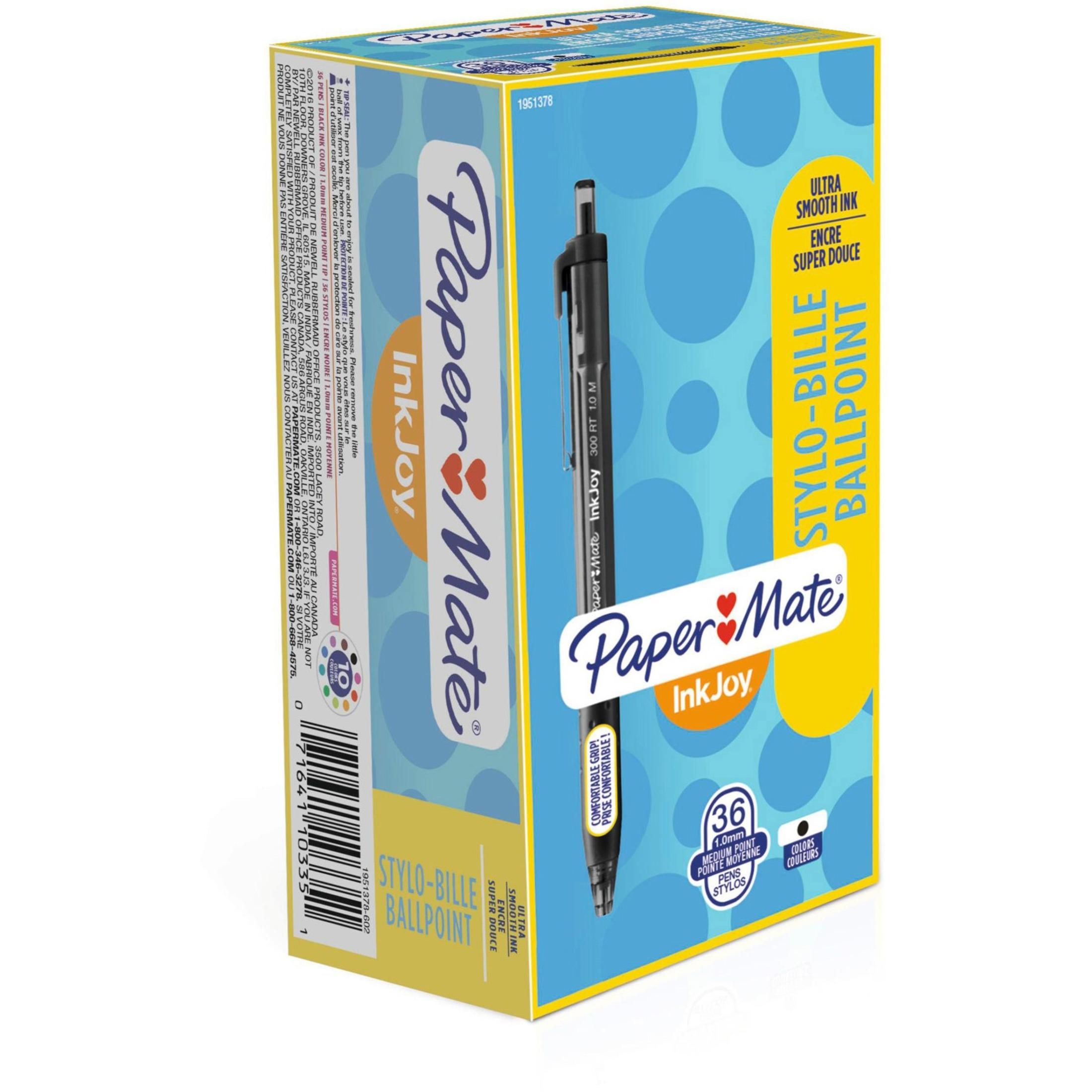 Ballpoint Pens, Retract, 1.0mm, 36/PK, Black Barrel/Ink