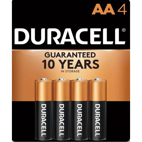 Duracell Coppertop Battery, Alkaline, Size AA, 4pk