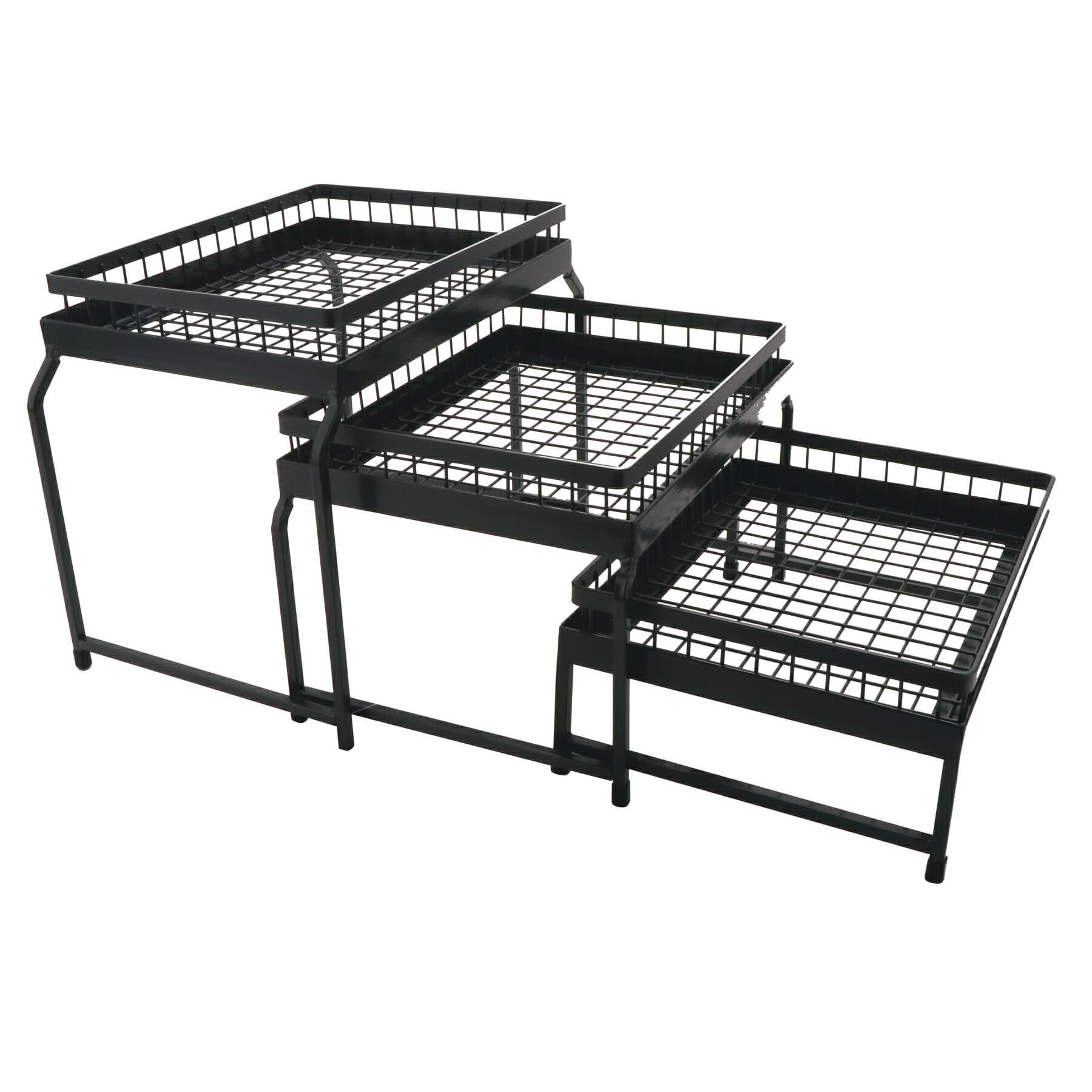 3-Tier Nesting Stand Set with Wire Baskets