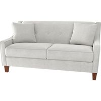 Quick-Ship Vidalia Apartment-Size Sofa with Preferred Seat Deck and Button Tufting in Dual Fabric