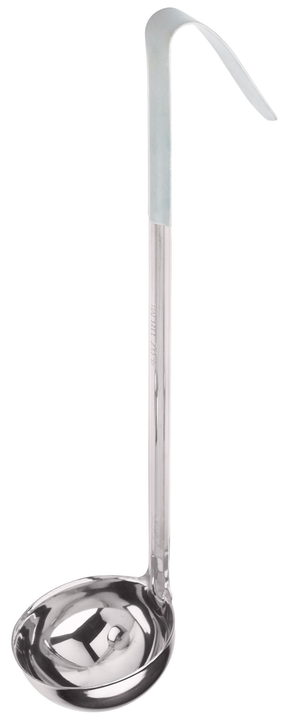 One-Piece Stainless Steel Ladle, Gray-Handled, 4 oz. Capacity