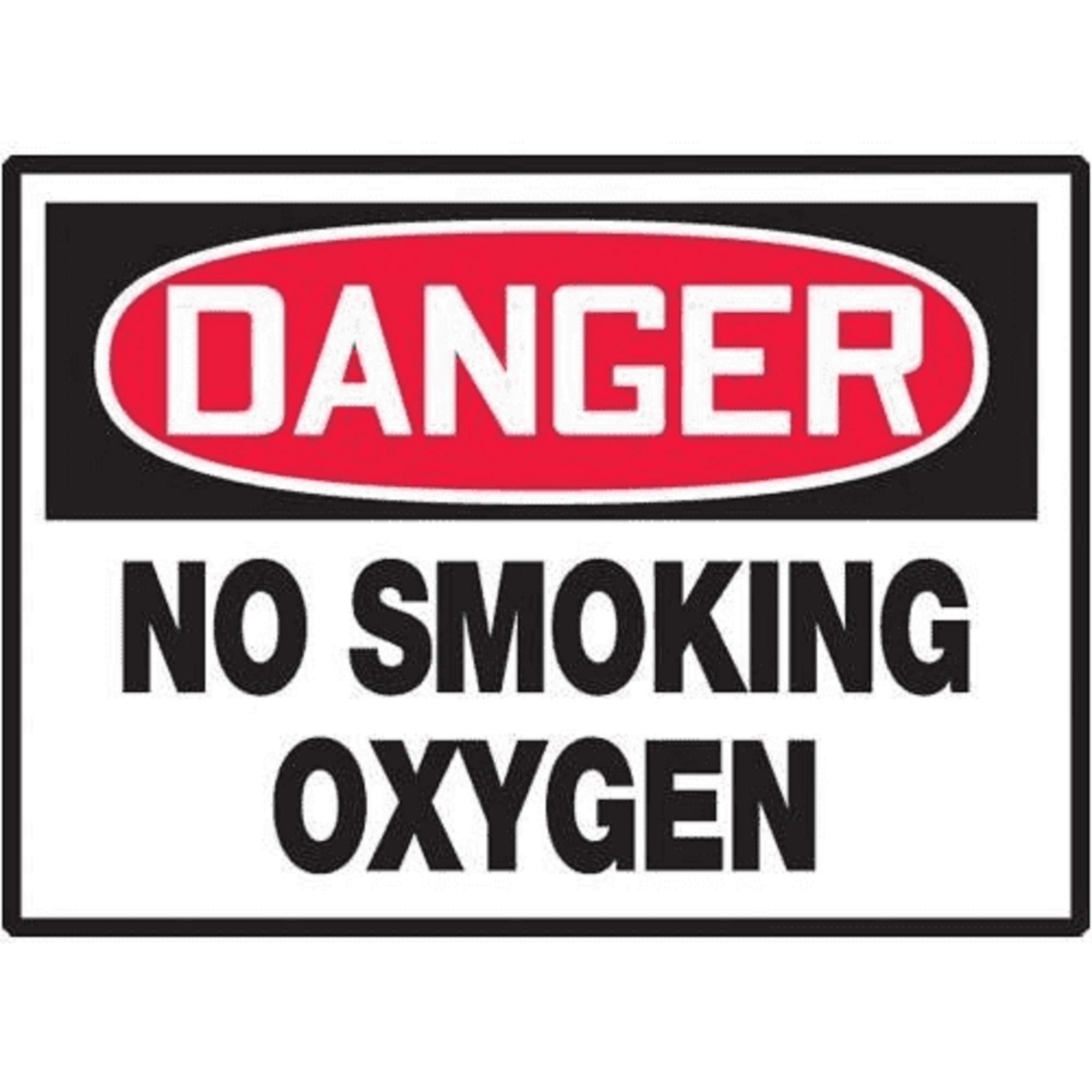 Osha Safety Label, Danger No Smoking Oxygen, Black/White/Red On White Adhesive Vinyl, 3.5In H X 5In