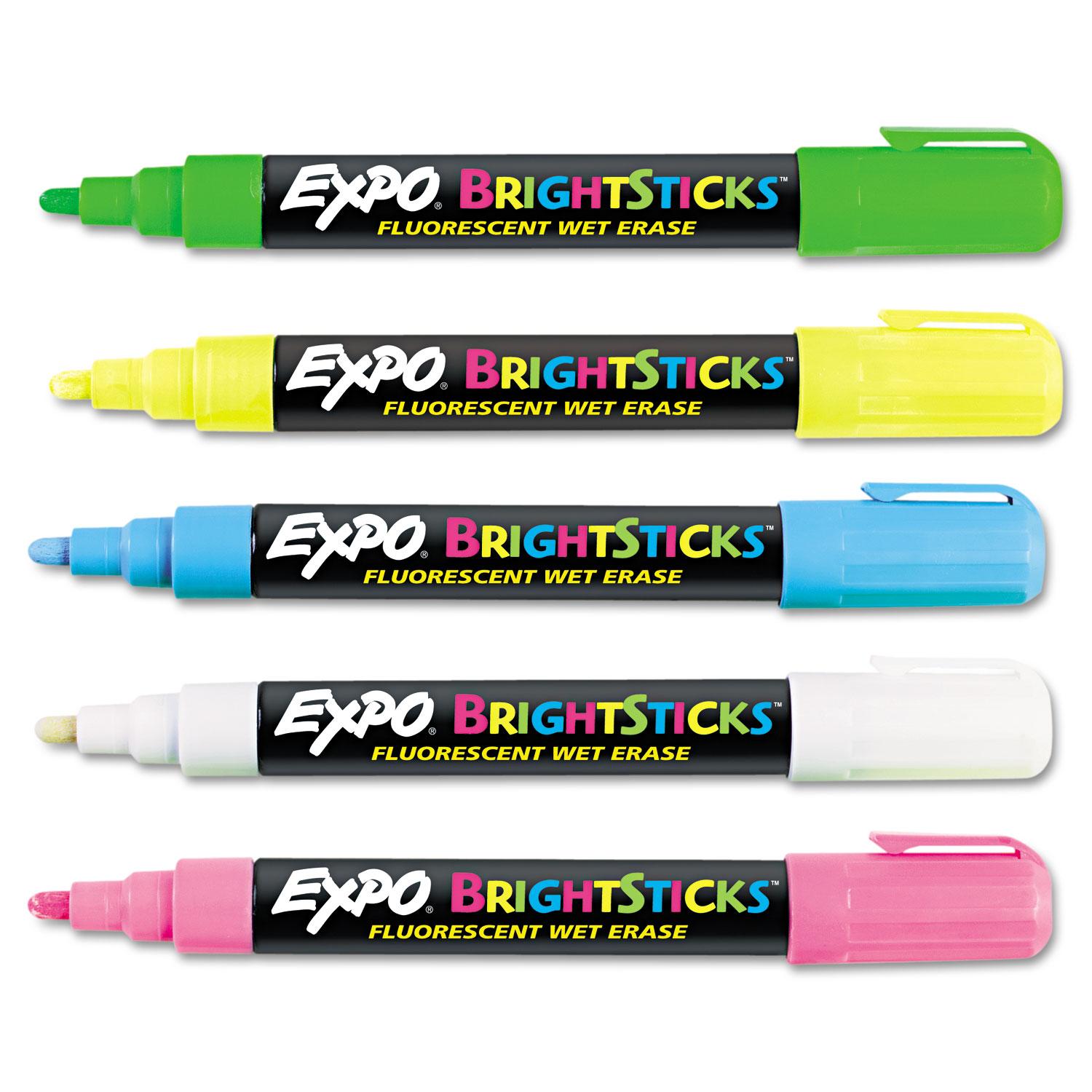EXPO® Bright Sticks Wet-Erase Fluorescent Marker Set, Bullet Tip, Assorted