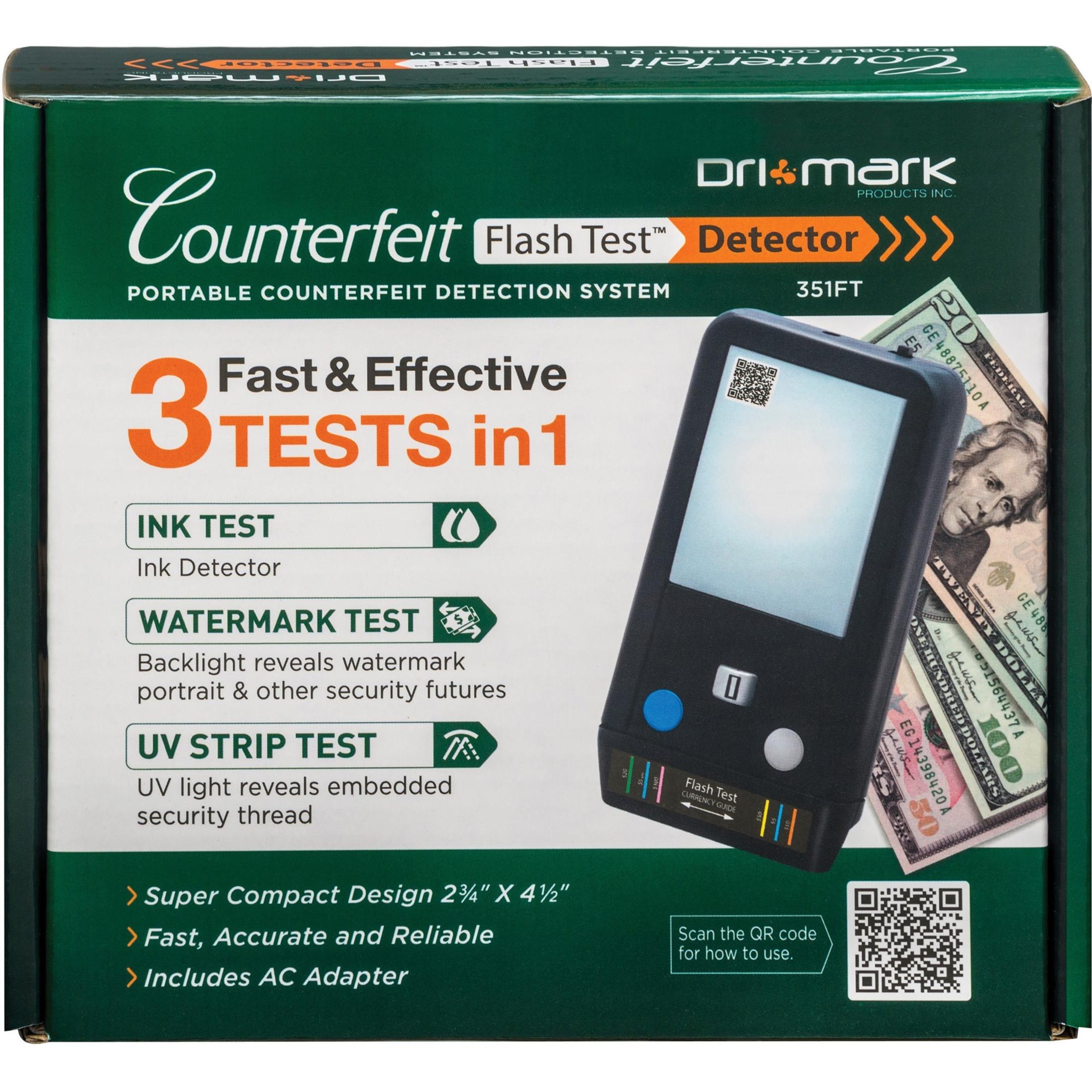 Counterfeit Bill Detector, 2-3/4"Wx4-1/2"Lx7/10"H, Black