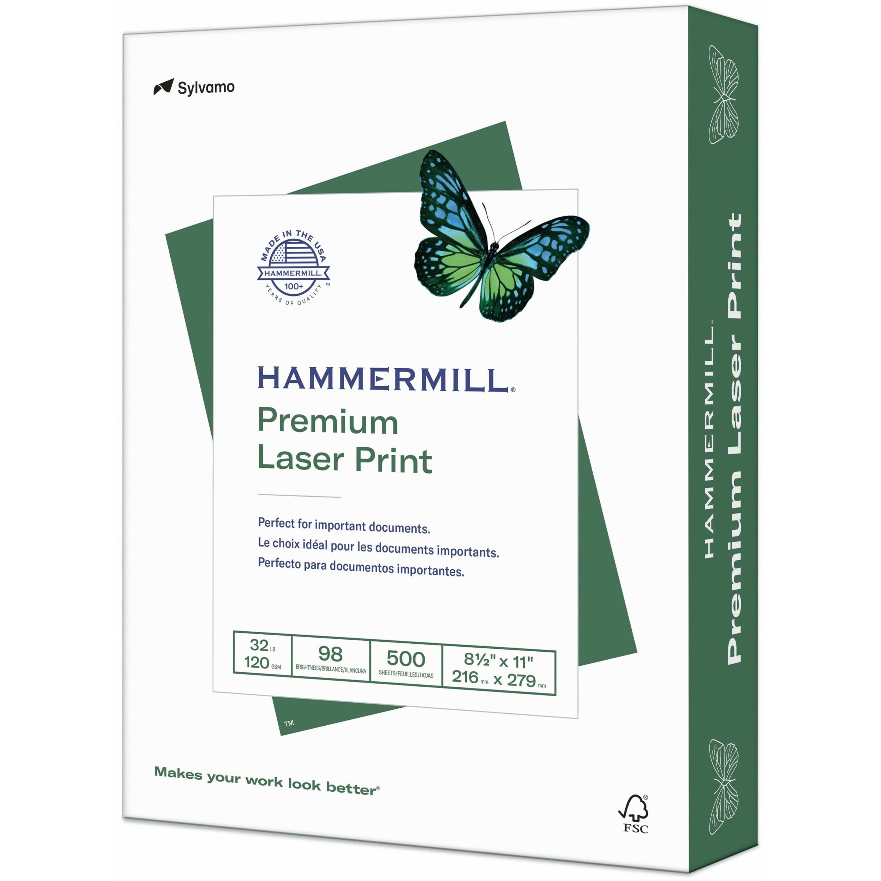 Laser Print Paper, 32 lb, 98 GE, 8-1/2"x11", 500/RM, WE