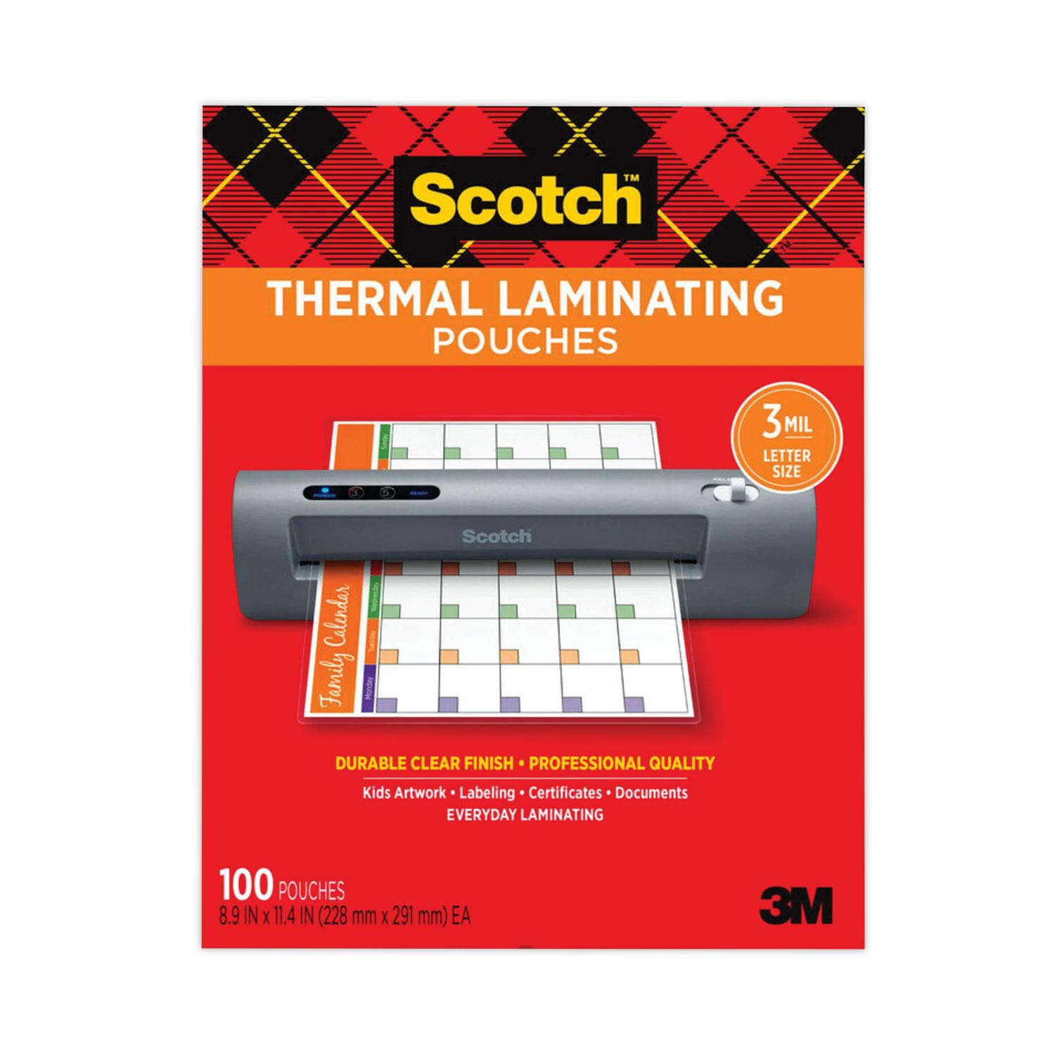Scotch™ Letter Size Thermal Laminating Pouches, 3 mil, 11 1/2 x 9, 100/Pack