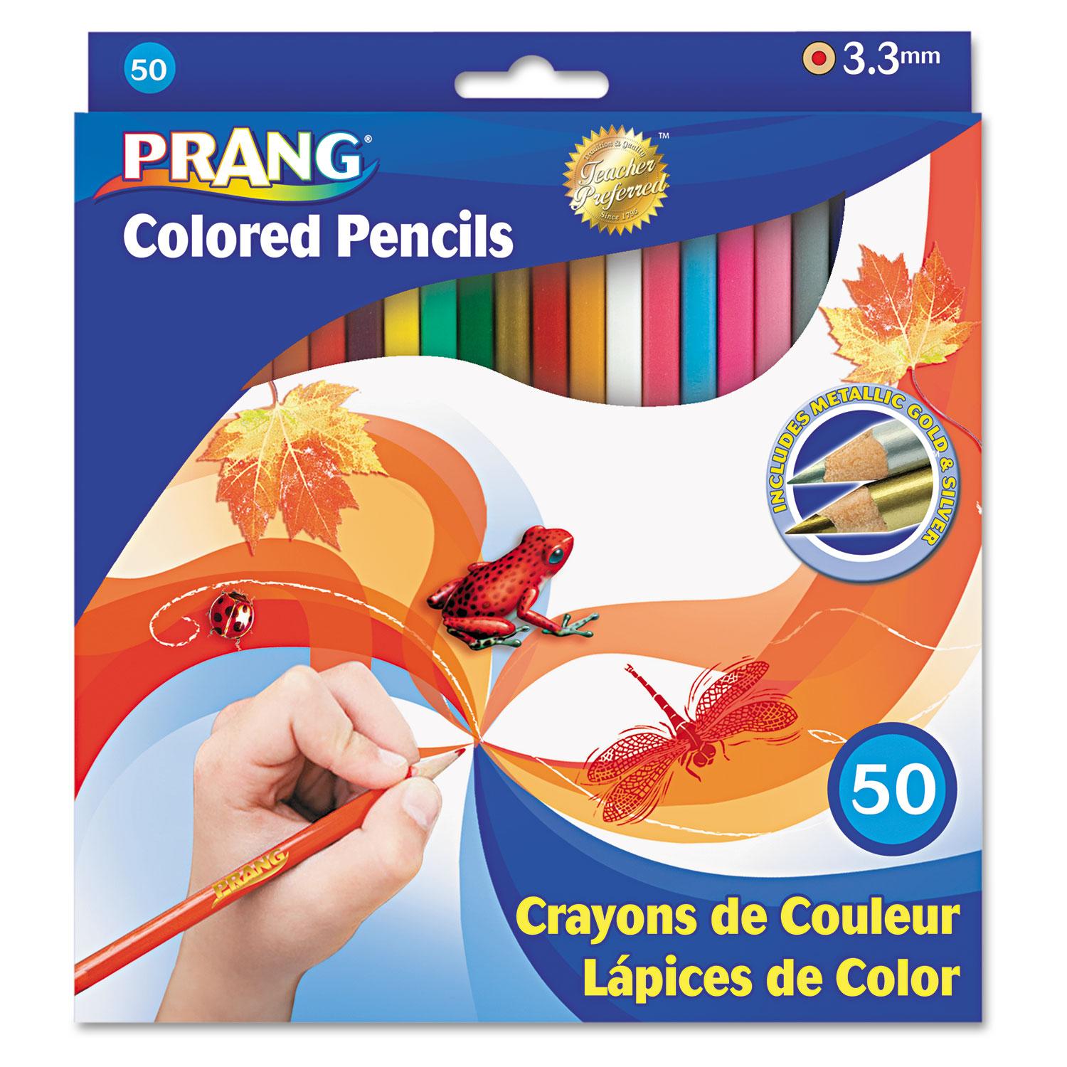 Prang® Colored Woodcase Pencils, 3.3 mm, 50 Assorted Colors/Set