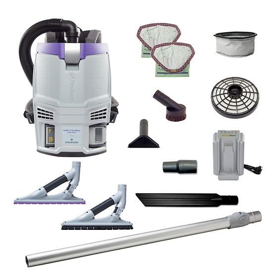 GoFit 3 Cordless 4Ah, 3 qt. Commercial Backpack Vacuum w/ ProBlade Hard Surface & Carpet Floor Tool Kit