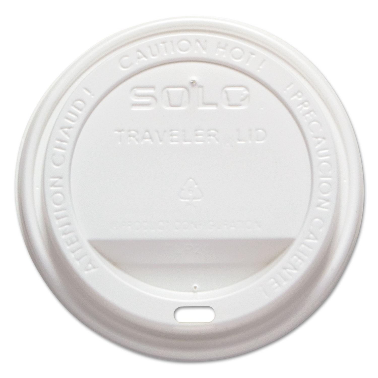 SOLO® Traveler Drink-Thru Lid, Fits 12-16 oz Cups, White, 1000/Carton