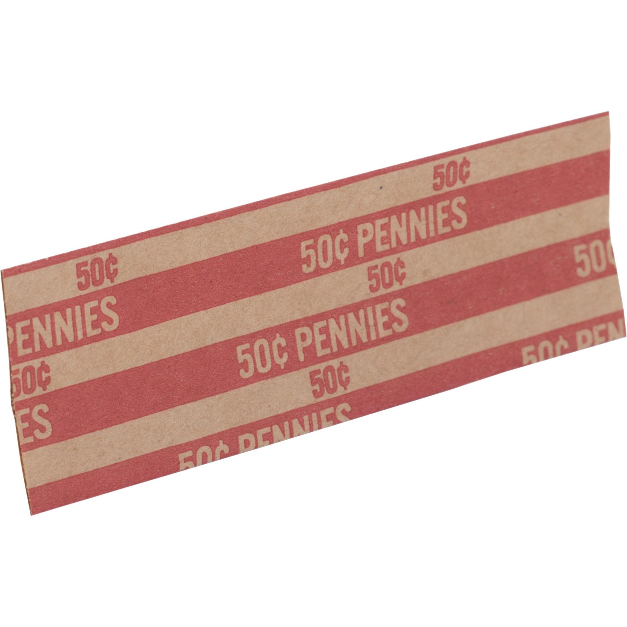 Coin Wrapper, 60 lb., Pennies, .50, 1000/PK, Red