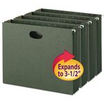 Smead 3 1/2" Cap Hanging Pockets w/Full-Height Gussetts, Letter, Green, 10/Box
