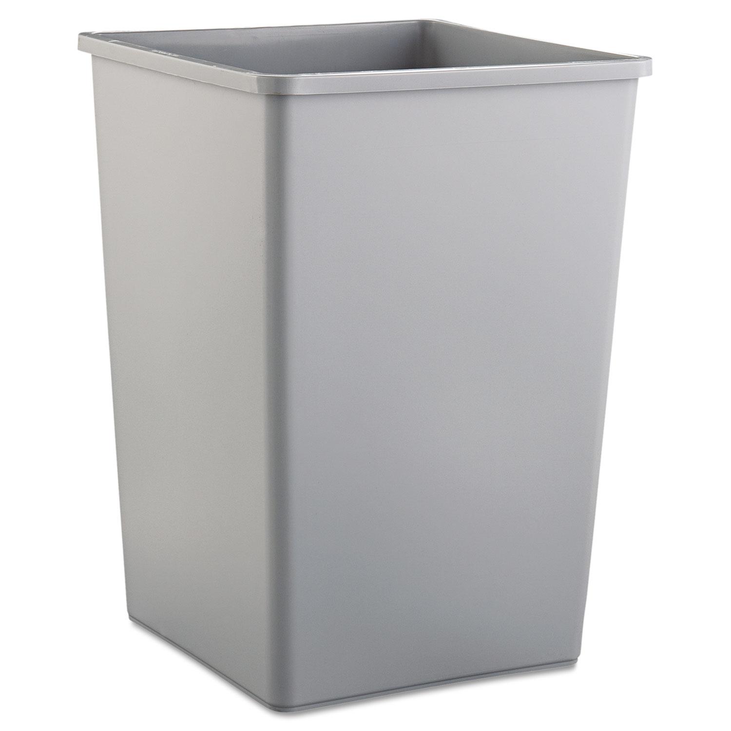 Rubbermaid Untouchable Waste Receptacle, 35 Gallon, Square - Receptacle Color: Gray