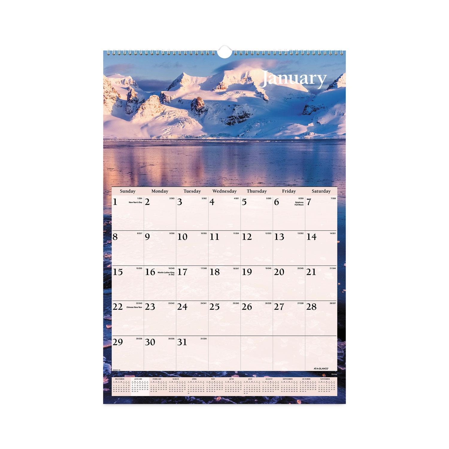 AT-A-GLANCE® Scenic Monthly Wall Calendar, 15 1/2 x 22 3/4
