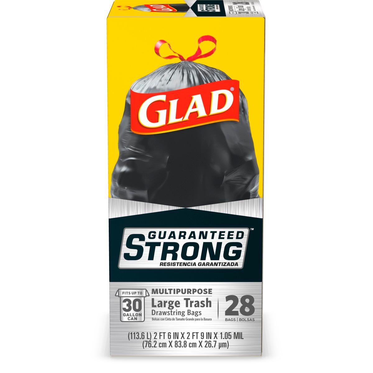 Glad® Glad Large Drawstring Trash Bags, 30 Gallon Black Trash Bag, 28 Count