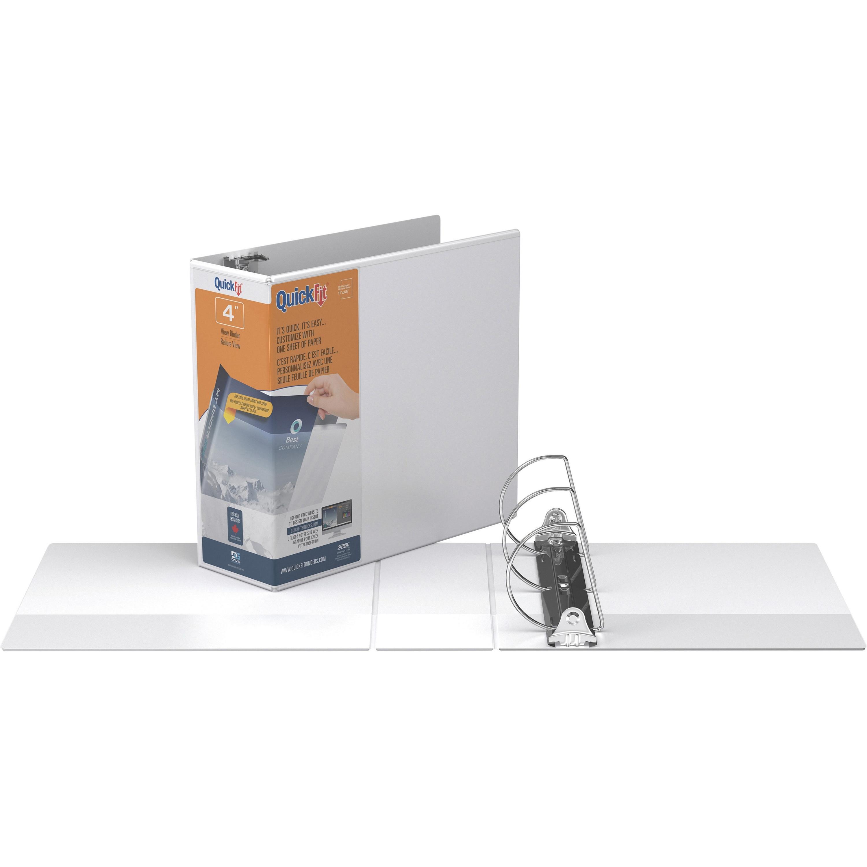 View Binder,Quick Fit,D-Ring,4",11-1/4"x11-3/4",White
