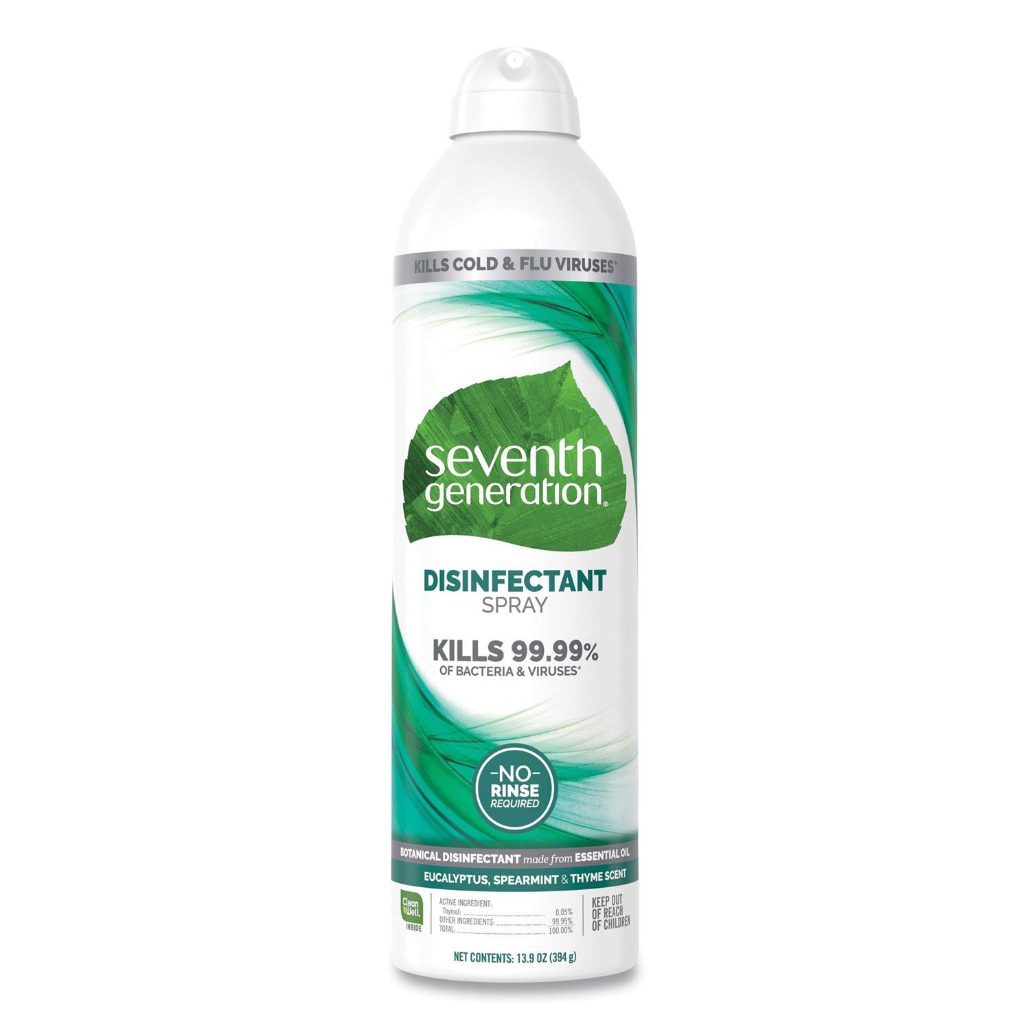Seventh Generation® Disinfectant Aerosol Sprays, Eucalyptus/Spearmint/Thyme, 13.9 oz, Spray, 8/CT