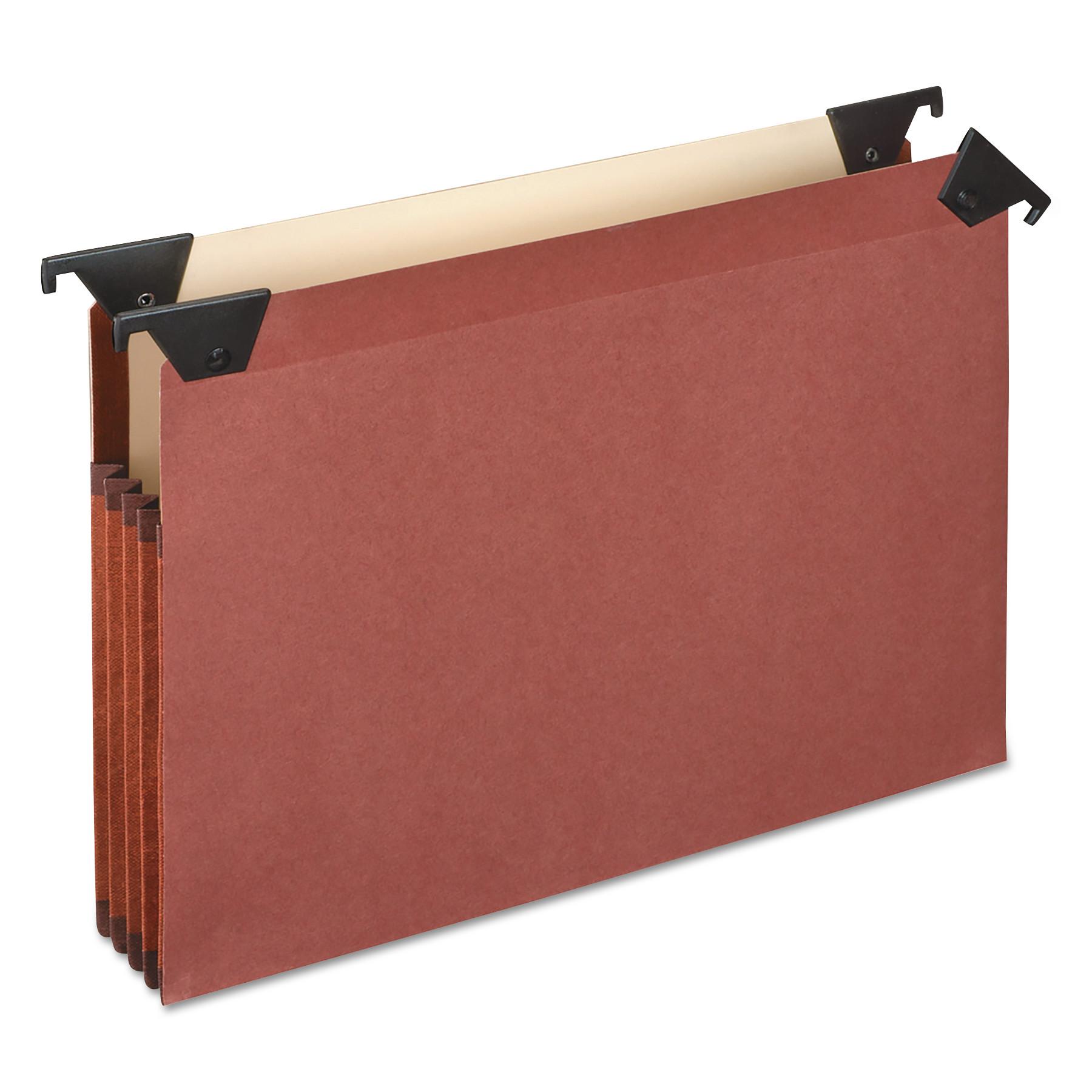 Pendaflex® 3 1/2" Hanging File Pockets with Swing Hooks, 1/3 Tab, Letter, Brown, 5/Box
