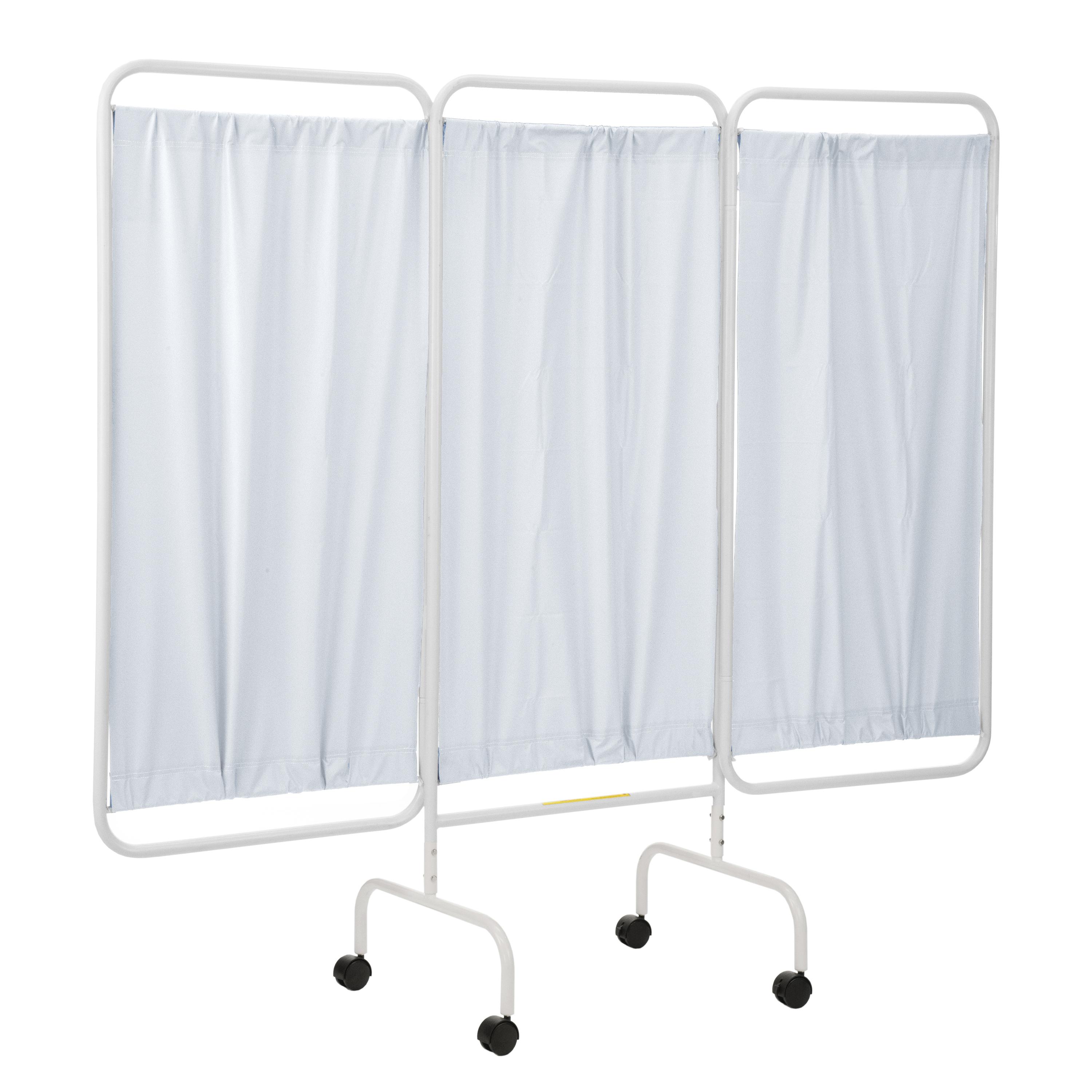 Three Panel Mobile Medical Privacy Screen w/Casters, White Panels (USA Made)