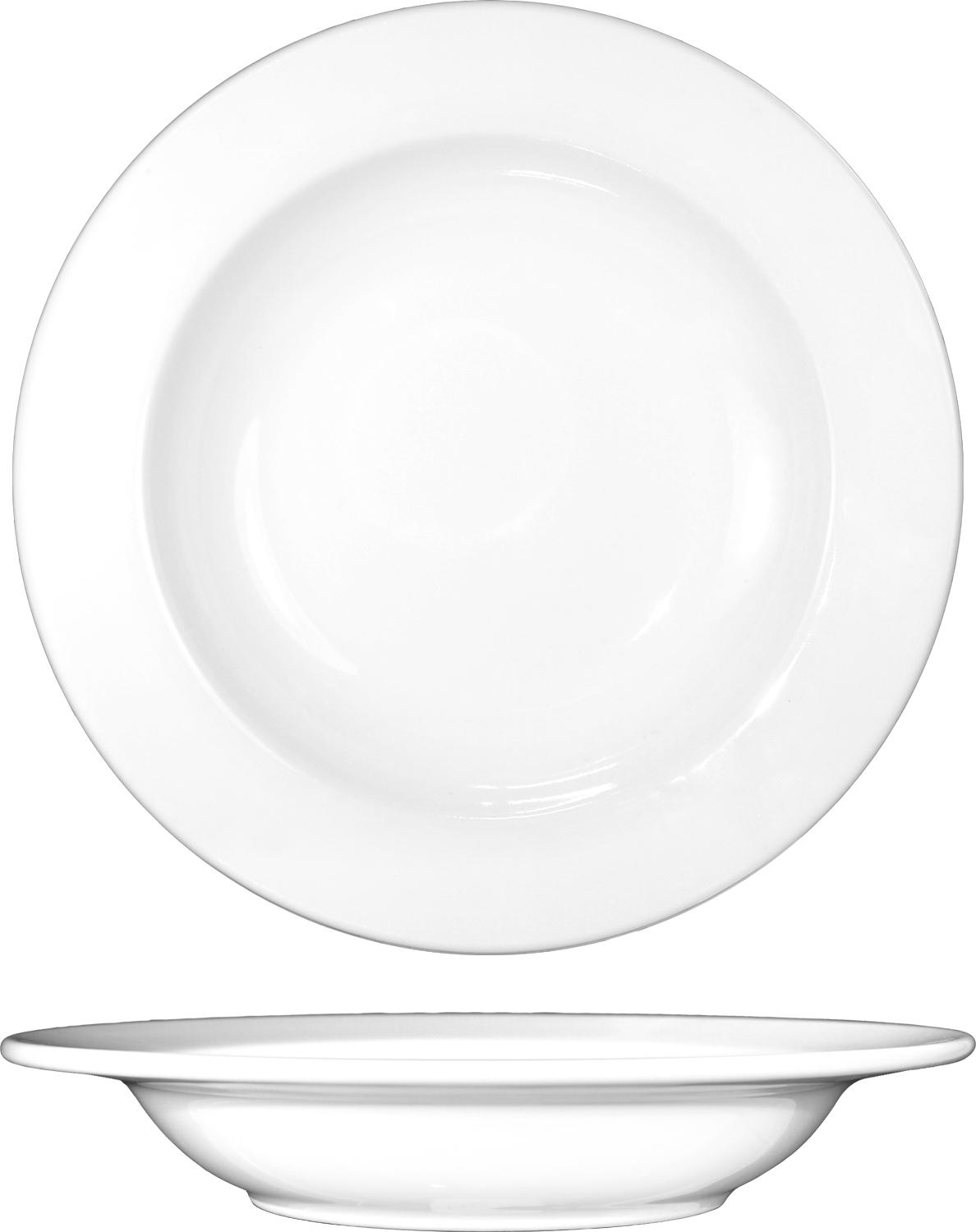 International Tableware BL-3 Bristol™ 9" Rim Soup Bowl (13oz), Bright White, Case of 24